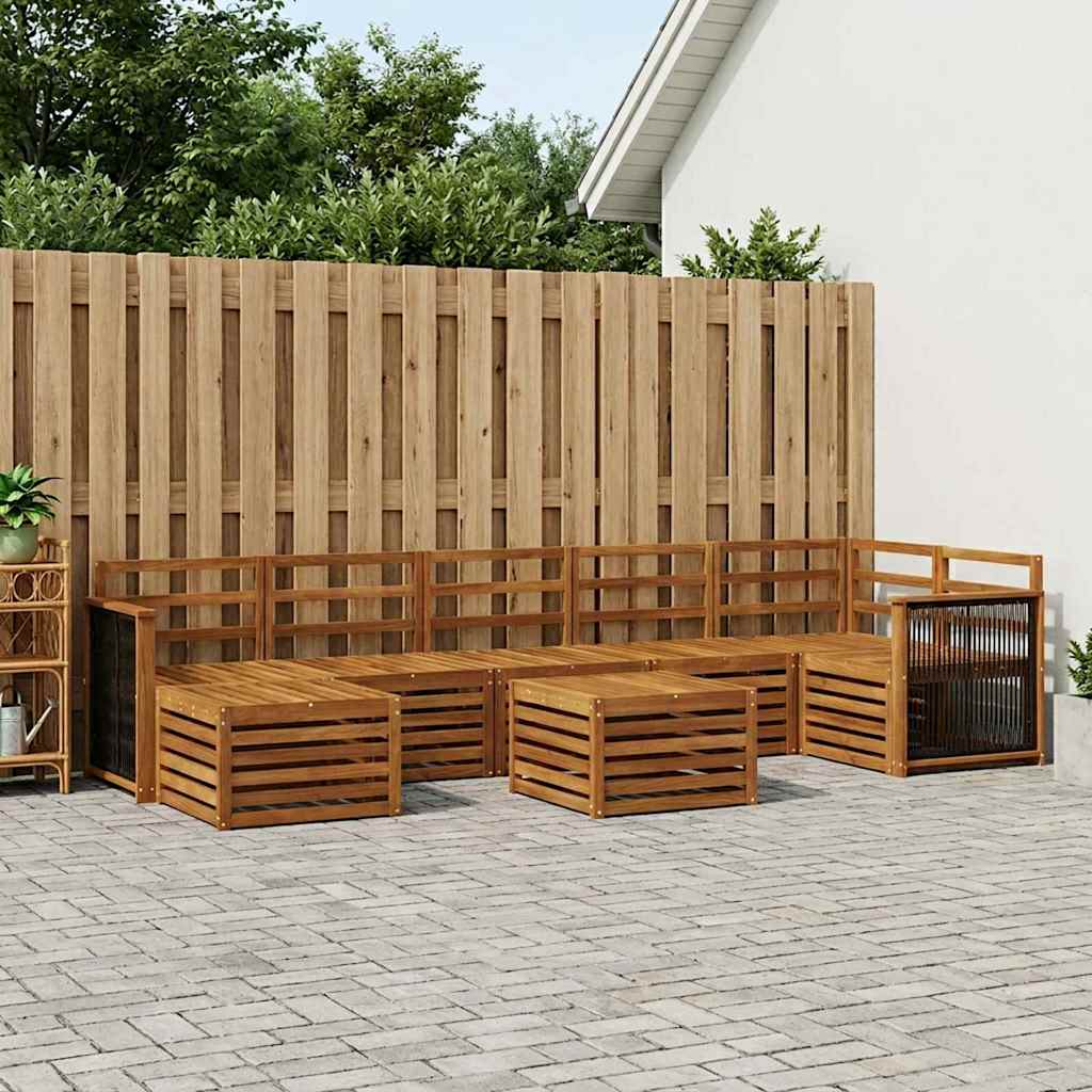 Utendørs sofa-sett 7 pcs Naturlig Solid akasietre