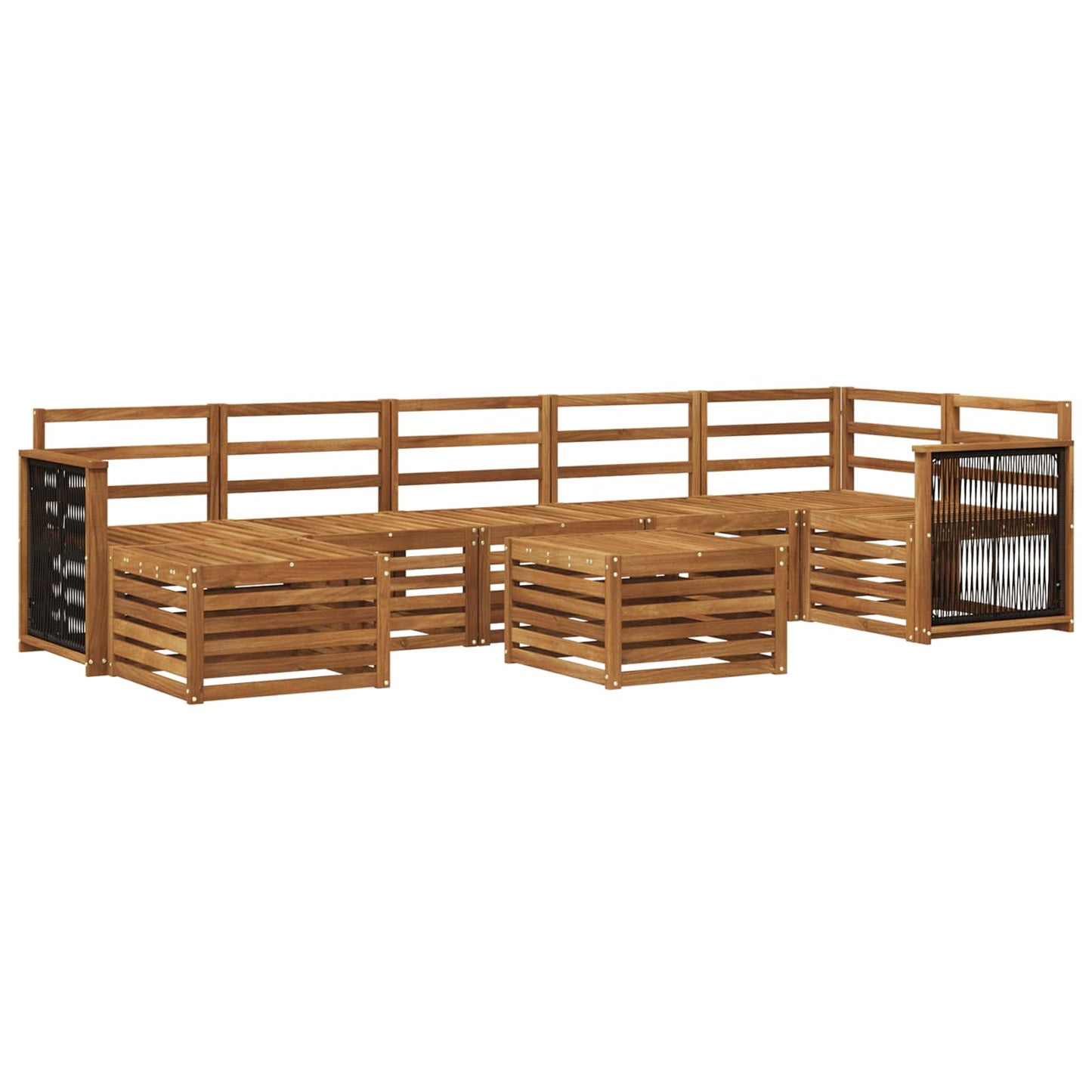 Utendørs sofa-sett 7 pcs Naturlig Solid akasietre