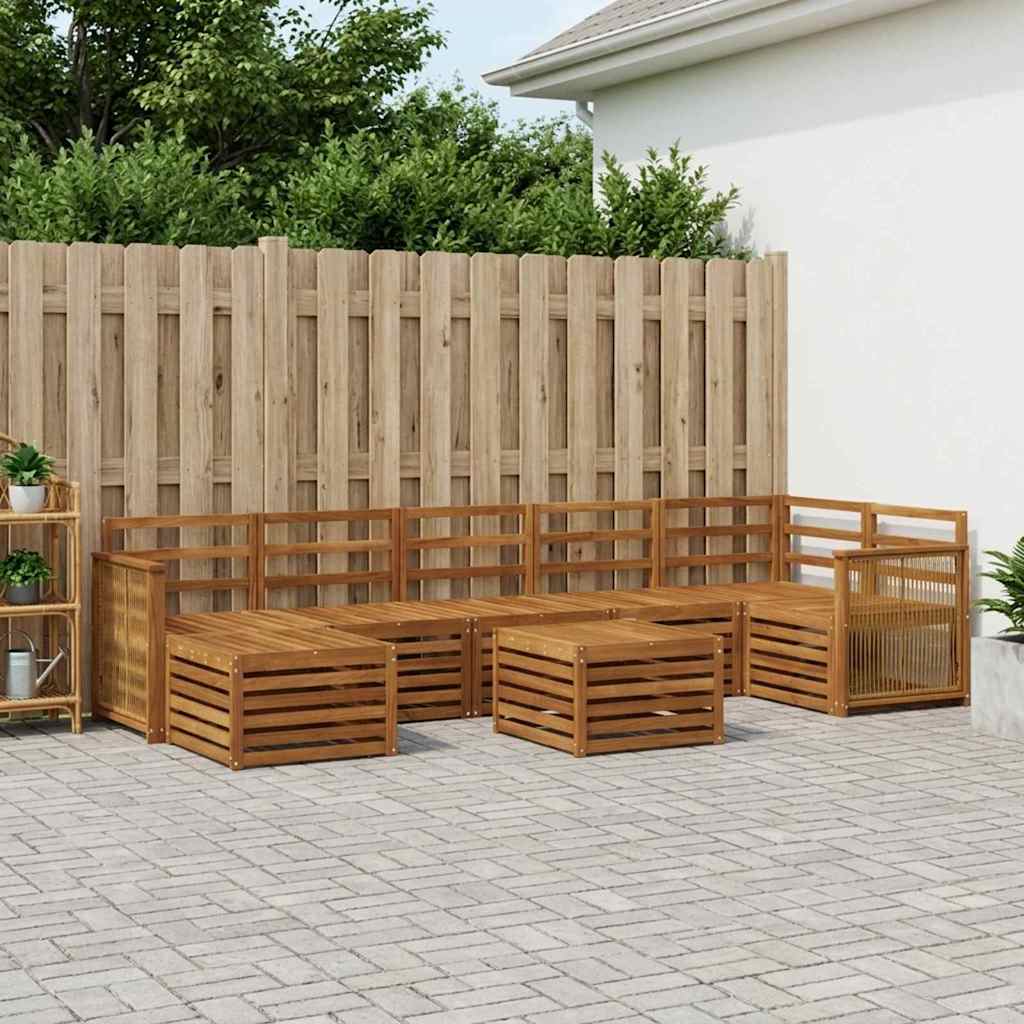 Utendørs sofa-sett 7 pcs Naturlig Solid akasietre