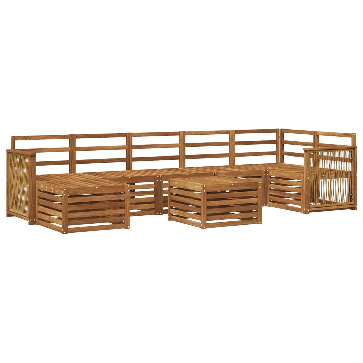 Utendørs sofa-sett 7 pcs Naturlig Solid akasietre
