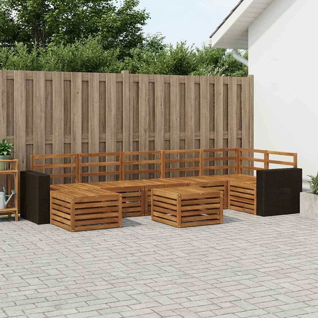 Utendørs sofa-sett 8 pcs Naturlig Solid akasietre