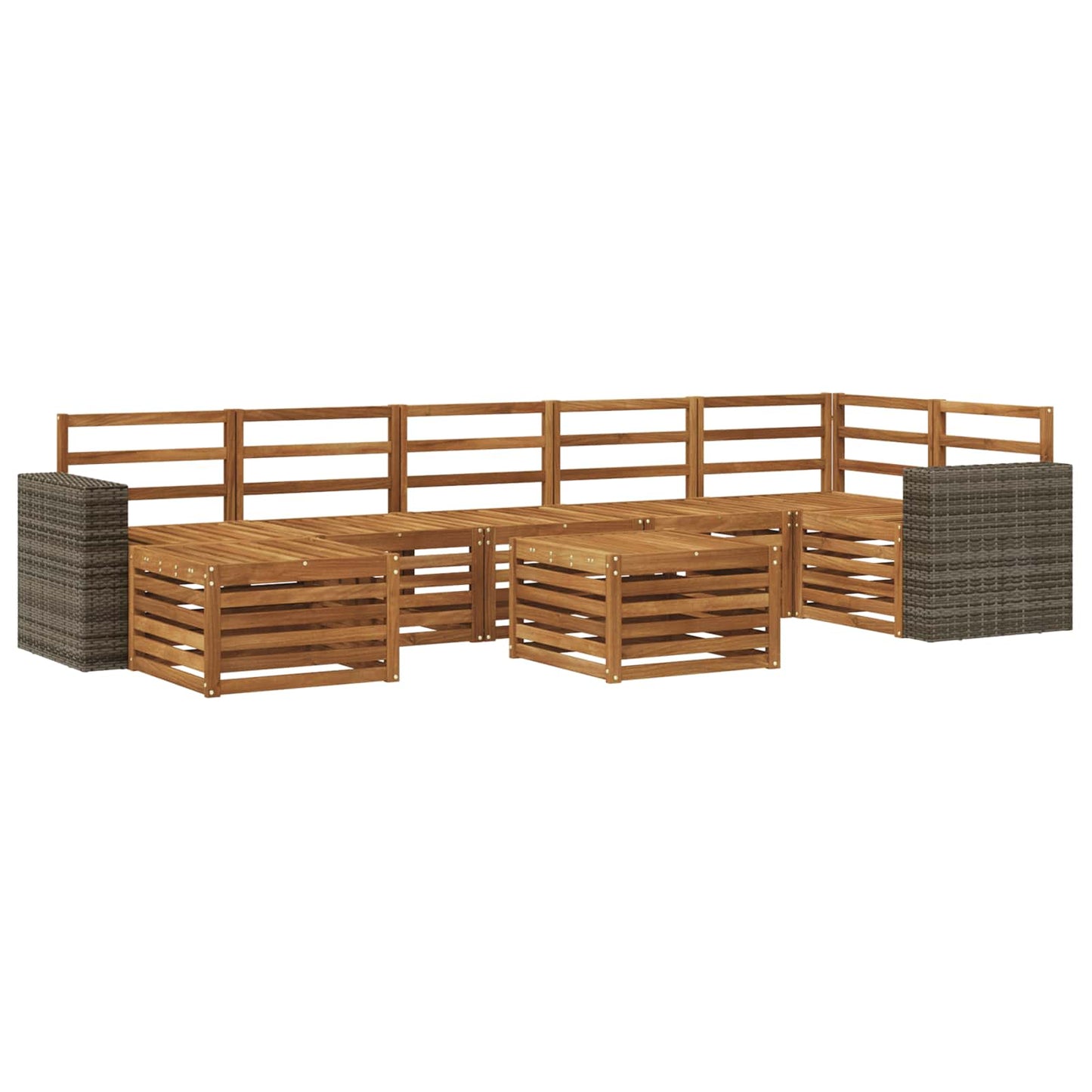 Utendørs sofa-sett 8 pcs Naturlig Solid akasietre