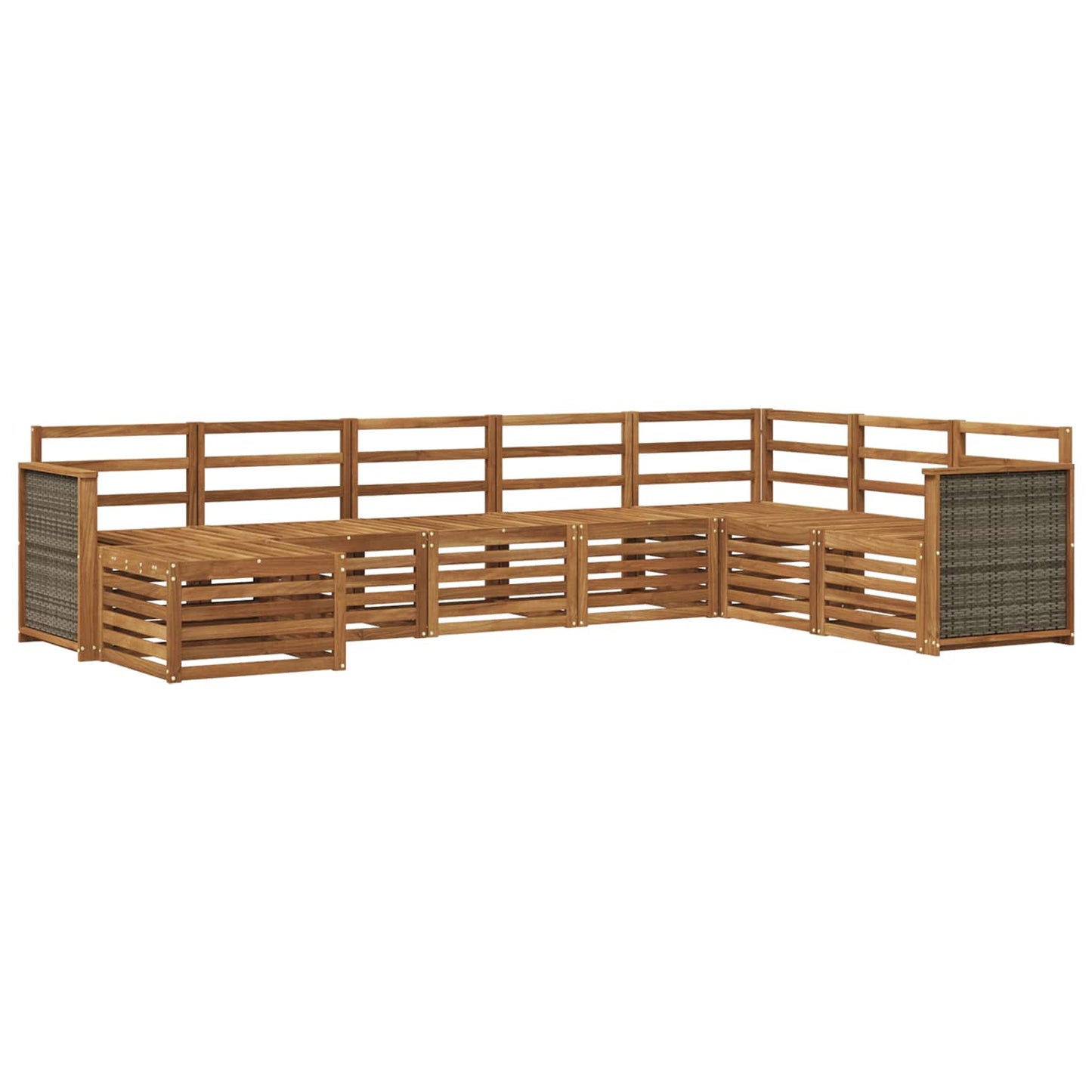 Utendørs sofa-sett 6 pcs Naturlig Solid akasietre