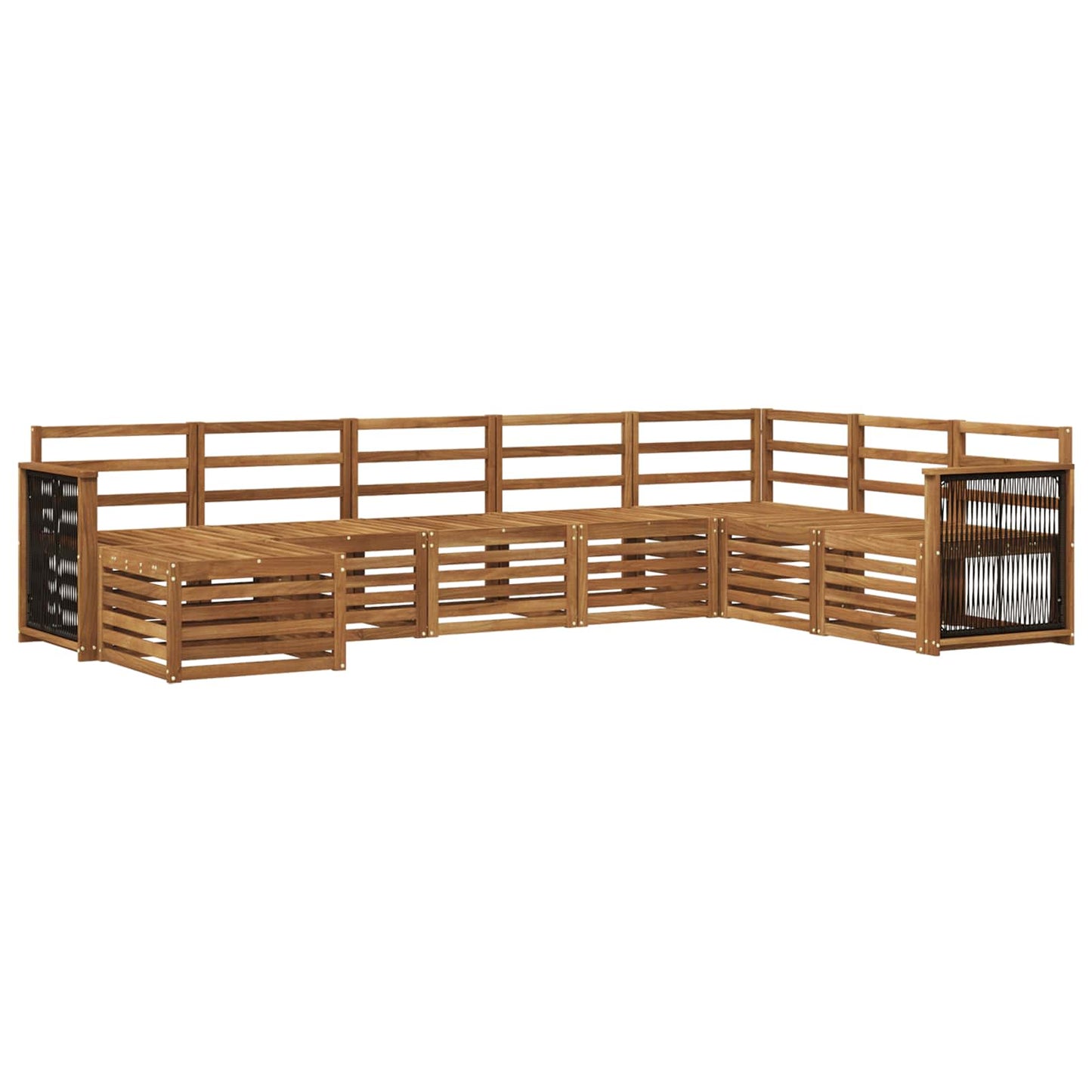 Utendørs sofa-sett 6 pcs Naturlig Solid akasietre