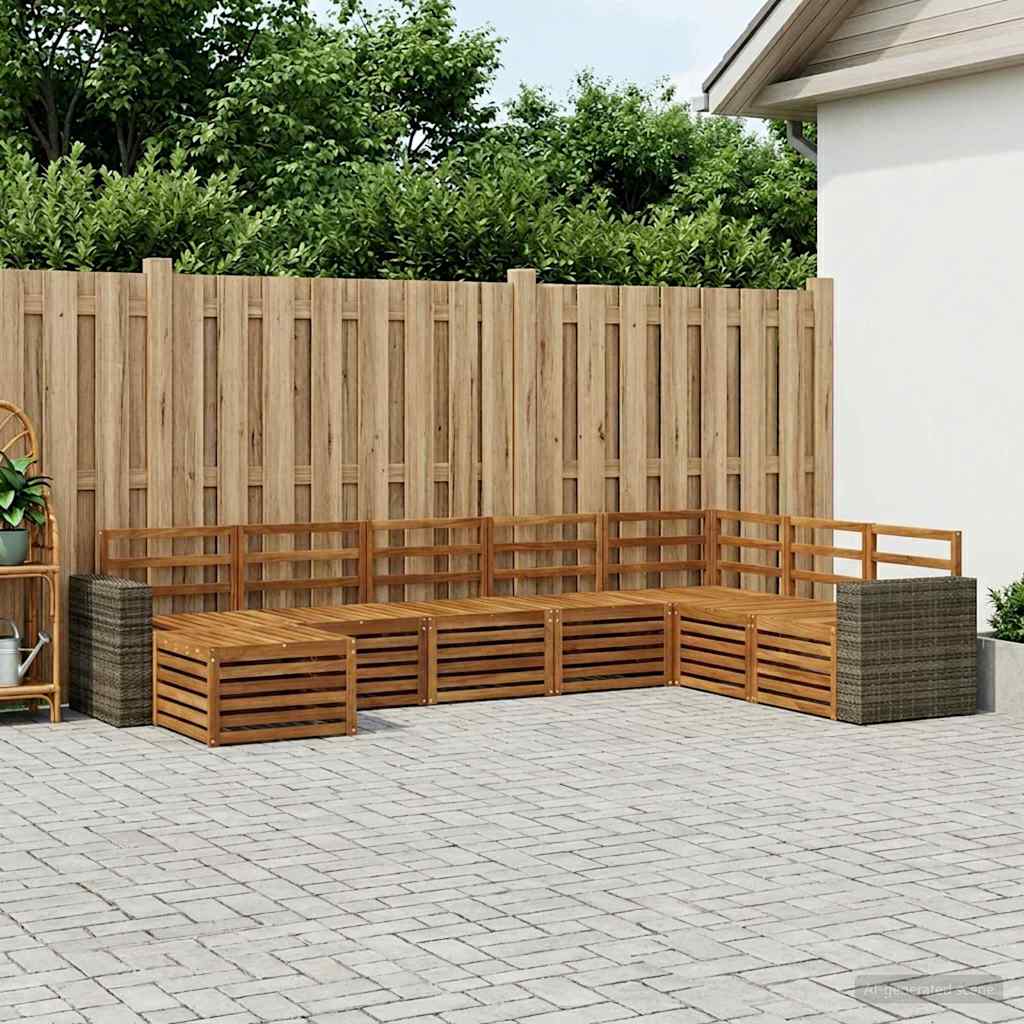 Utendørs sofa-sett 8 pcs Naturlig Solid akasietre