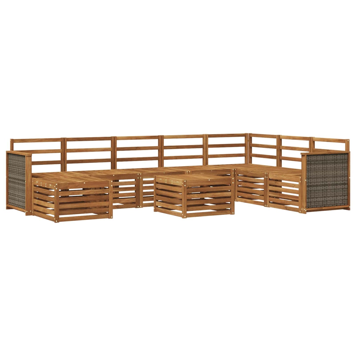Utendørs sofa-sett 7 pcs Naturlig Solid akasietre