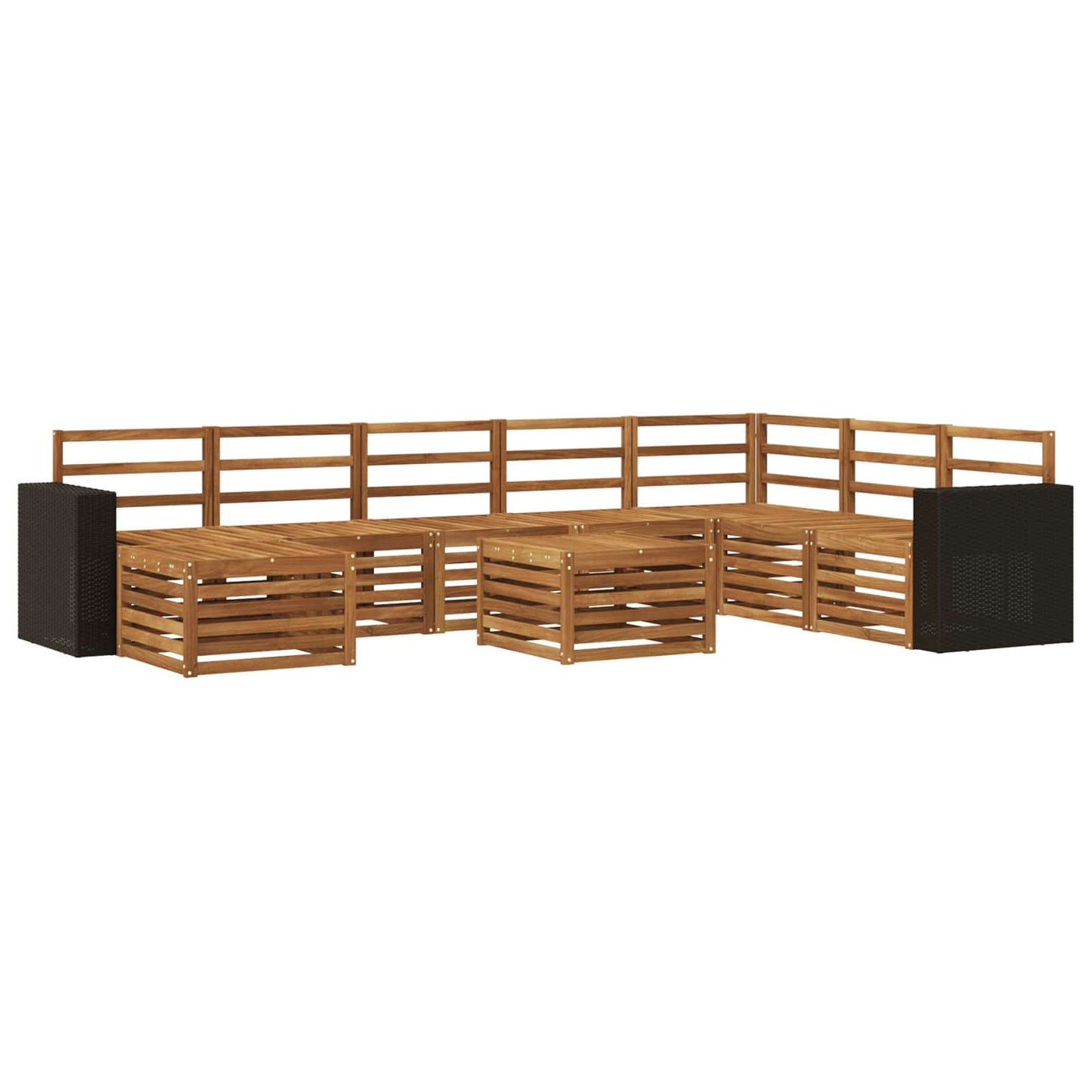 Utendørs sofa-sett 9 pcs Naturlig Solid akasietre