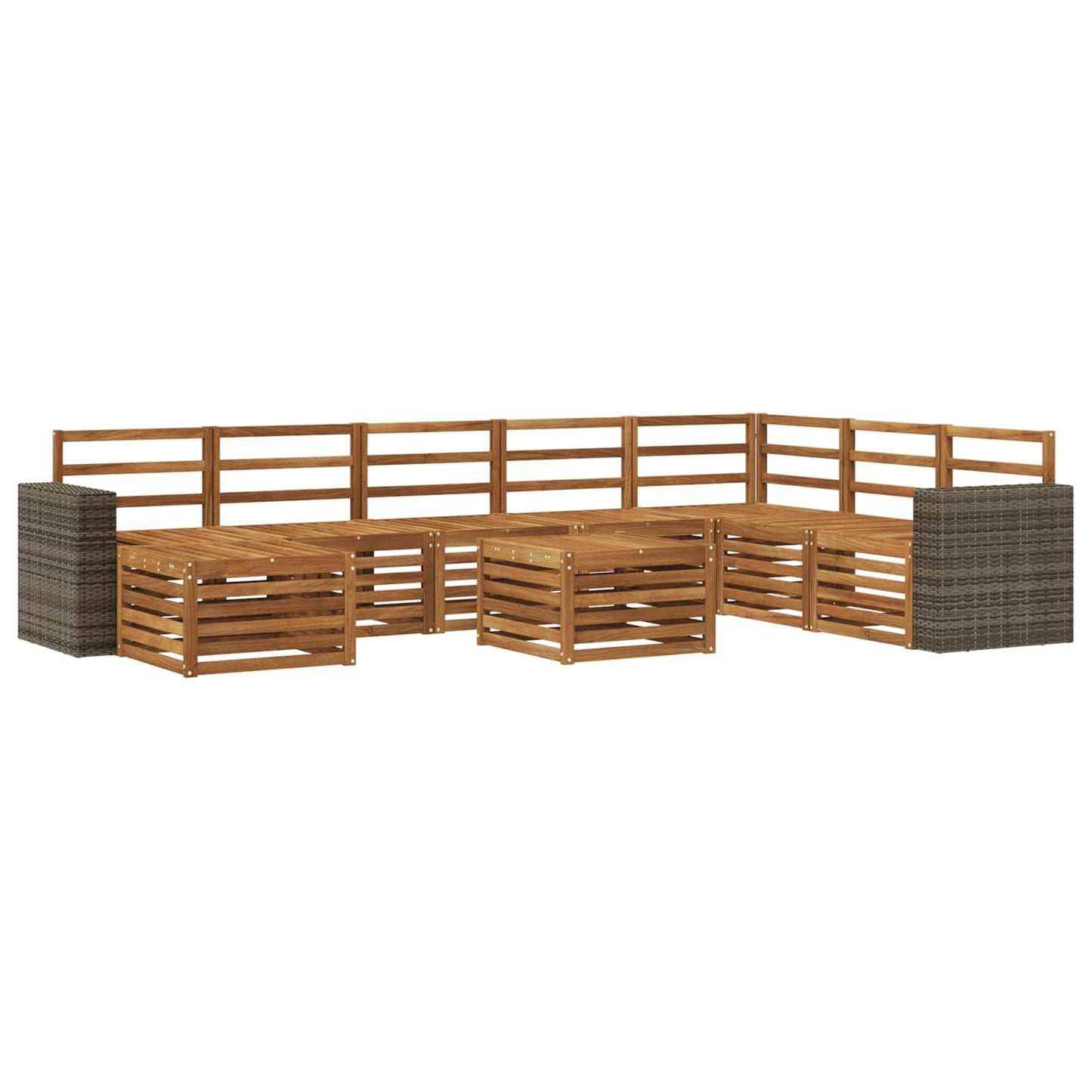 Utendørs sofa-sett 9 pcs Naturlig Solid akasietre