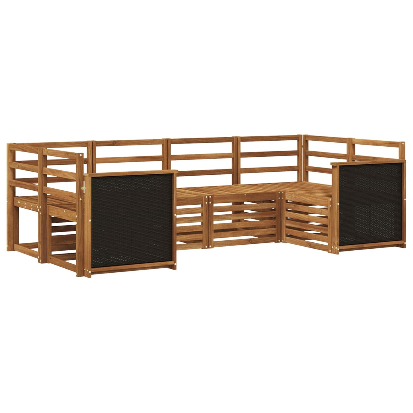 Seksjonssofa Sett 5 pcs Naturlig Solid akasietre