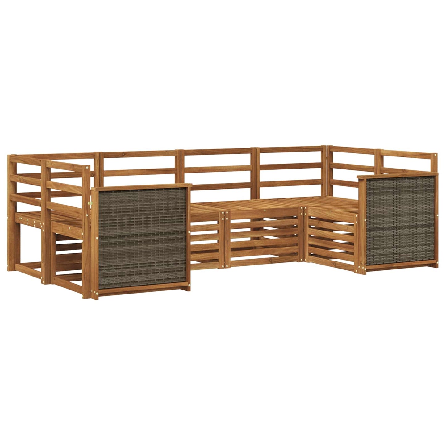 Seksjonssofa Sett 5 pcs Naturlig Solid akasietre