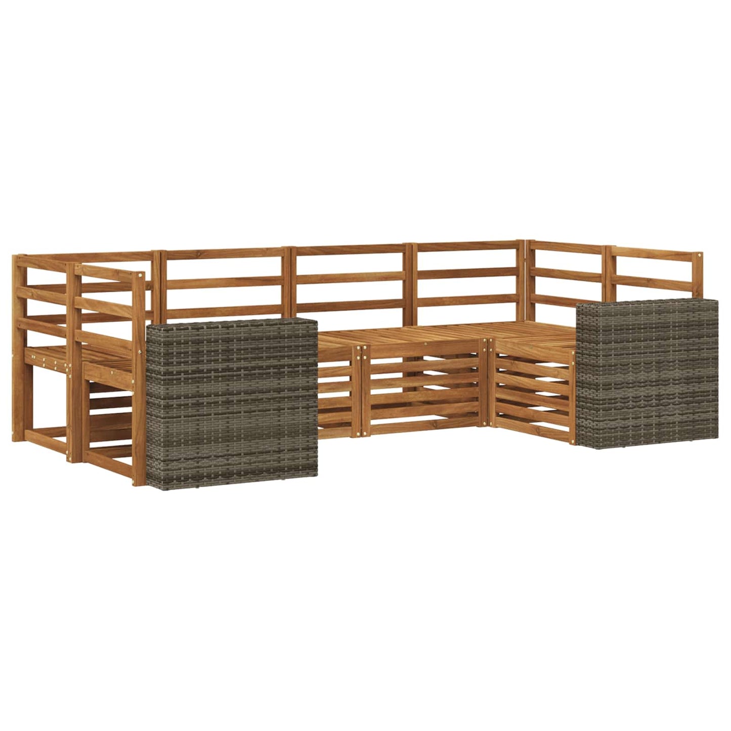 Seksjonssofa Sett 6 pcs Naturlig Solid akasietre