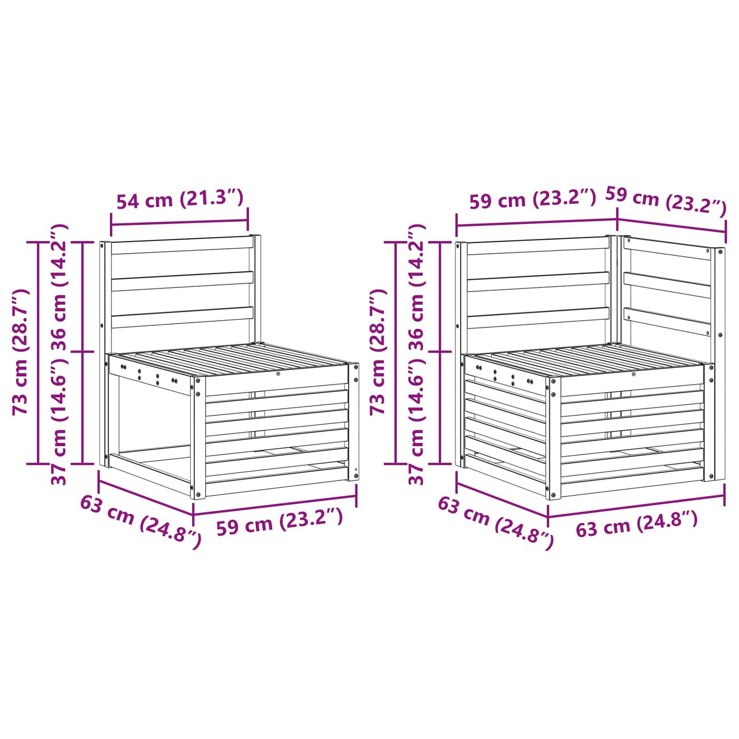 Seksjonssofa Sett 6 pcs Naturlig Solid akasietre
