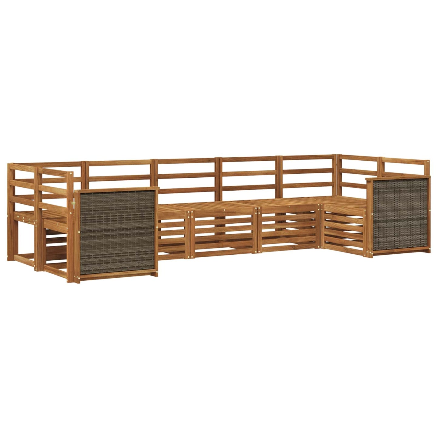 Seksjonssofa Sett 6 pcs Naturlig Solid akasietre