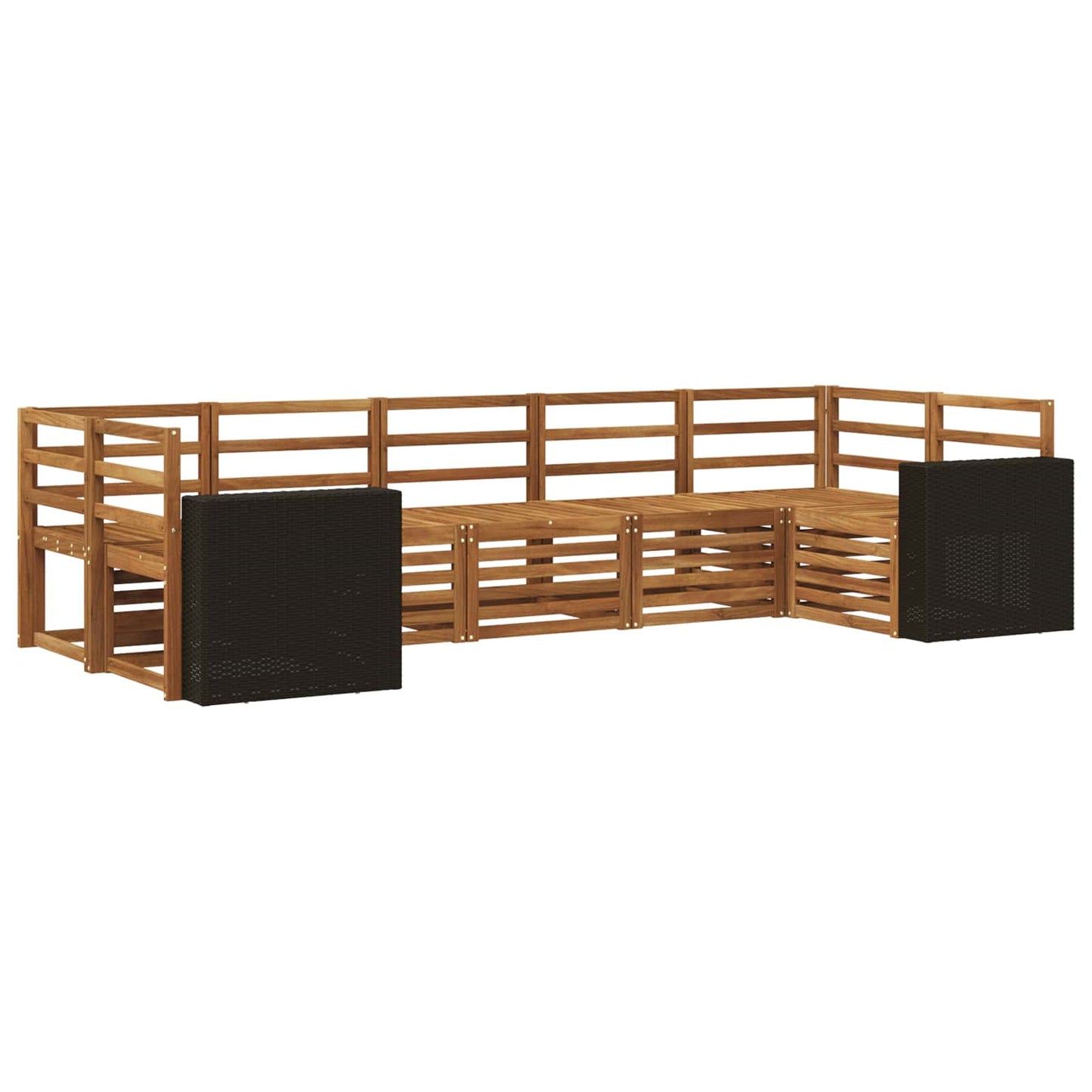 Seksjonssofa Sett 7 pcs Naturlig Solid akasietre
