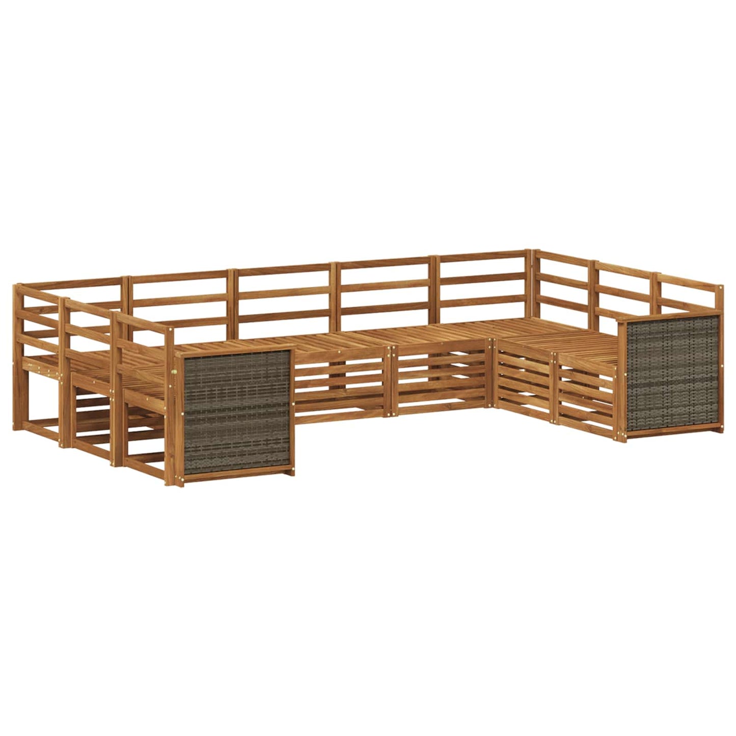 Seksjonssofa Sett 7 pcs Naturlig Solid akasietre