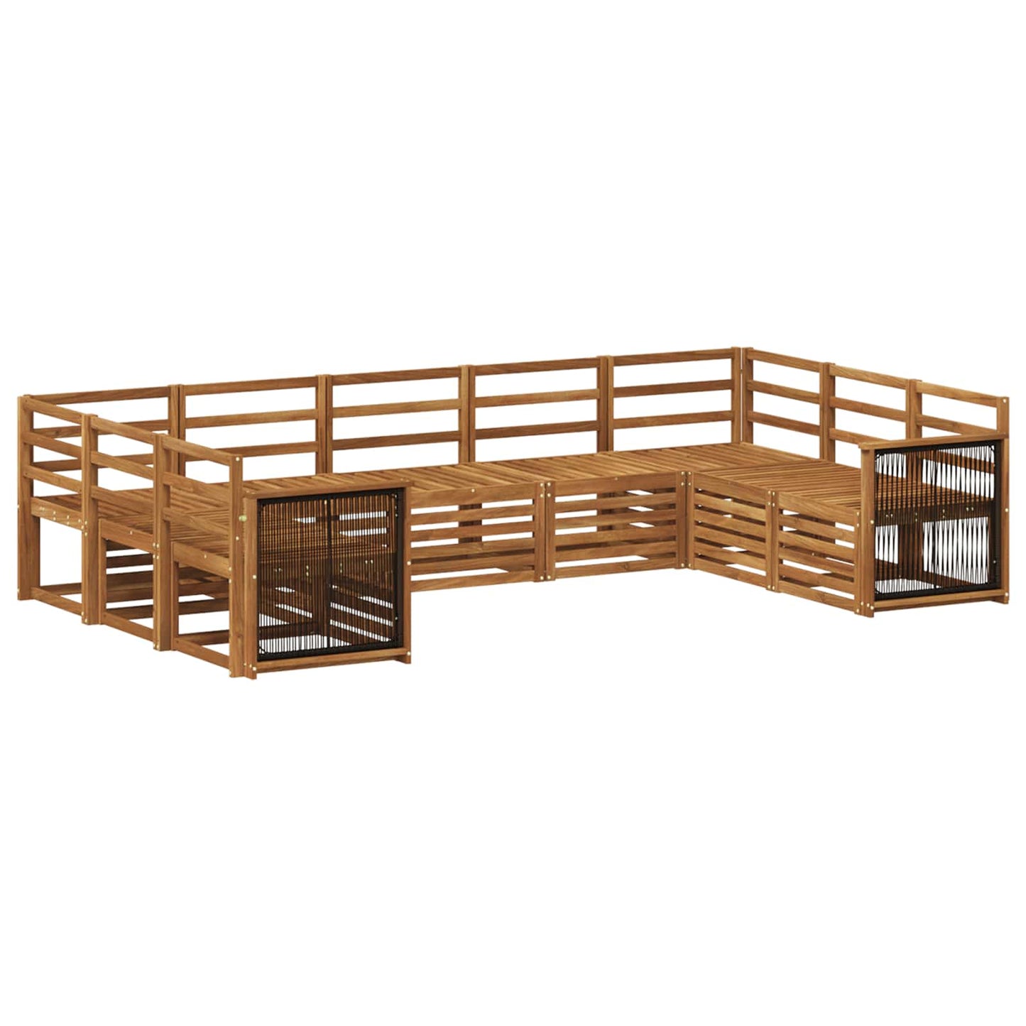 Seksjonssofa Sett 7 pcs Naturlig Solid akasietre