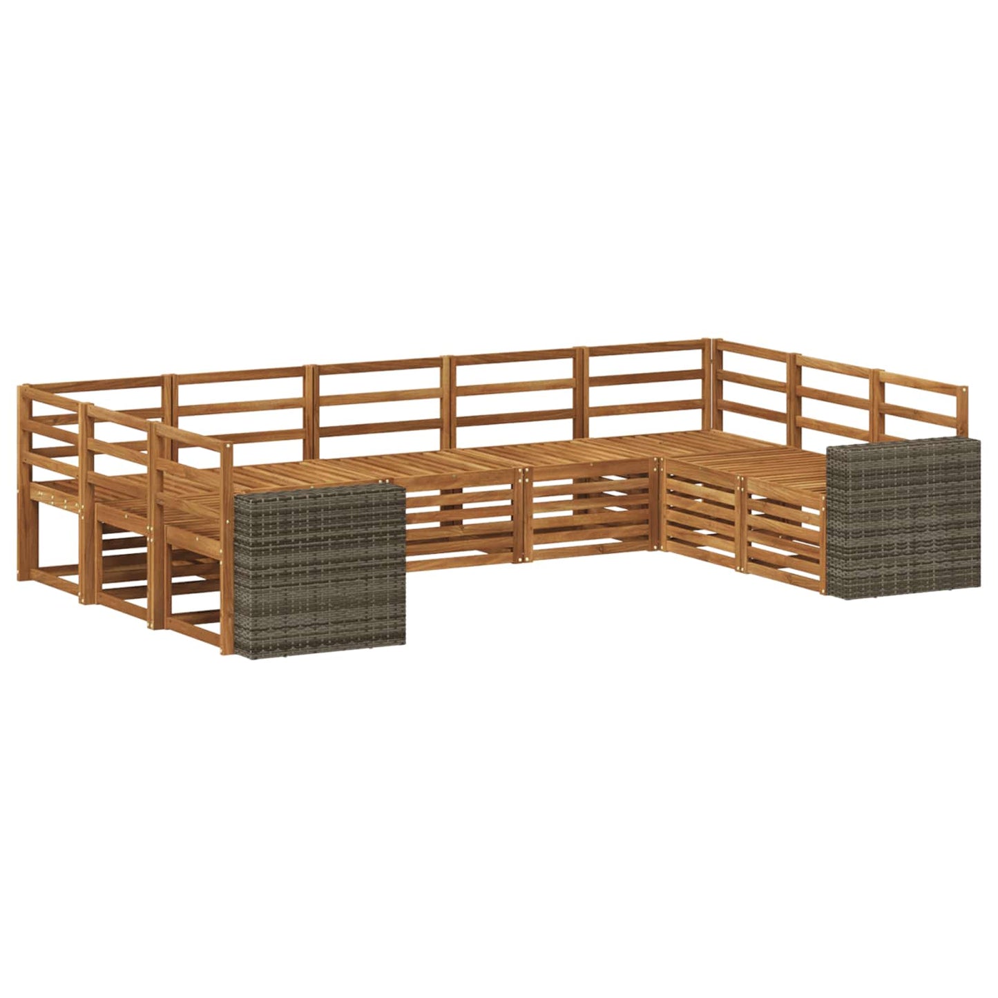 Seksjonssofa Sett 9 pcs Naturlig Solid akasietre