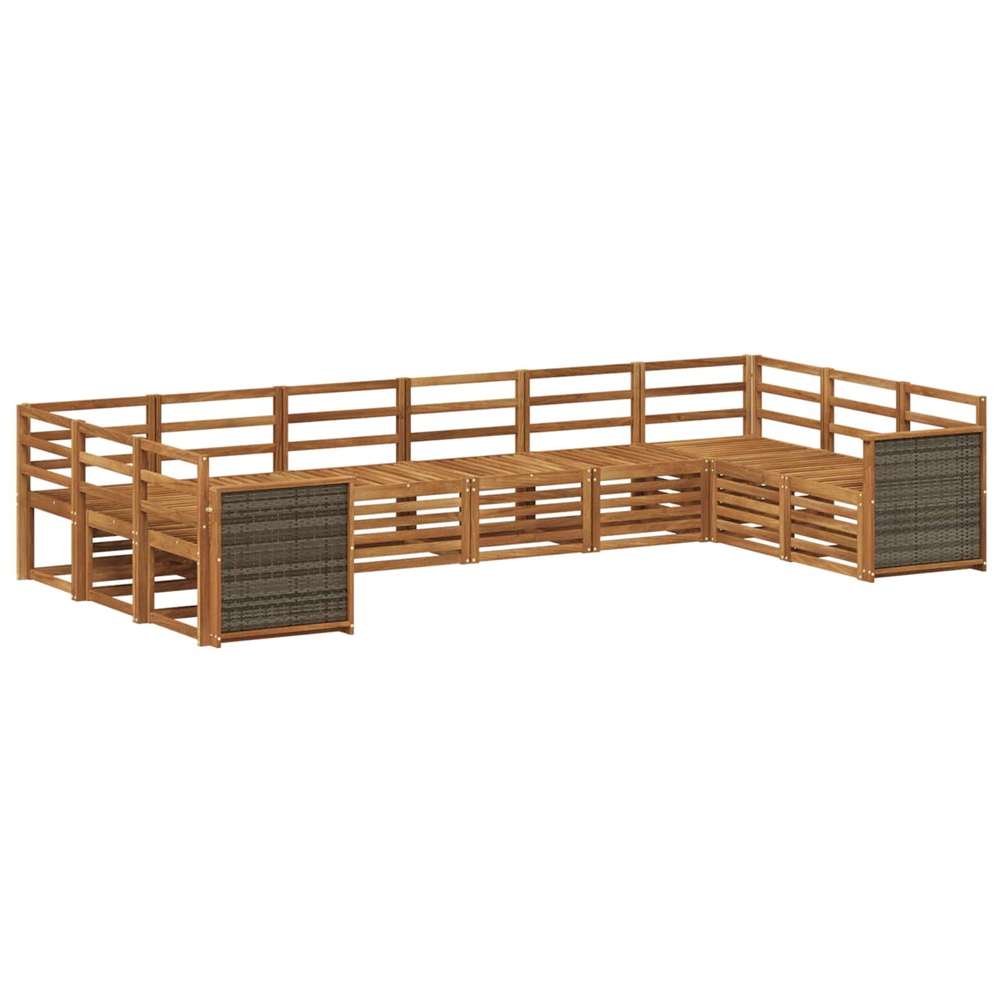 Seksjonssofa Sett 7 pcs Naturlig Solid akasietre