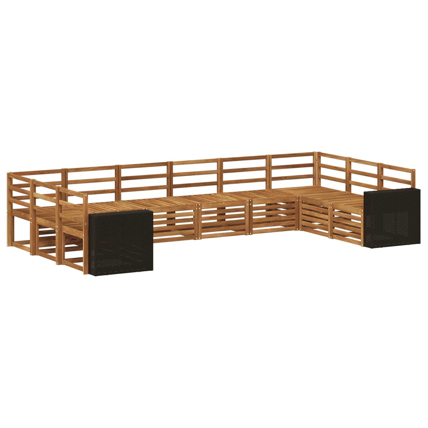 Seksjonssofa Sett 10 pcs Naturlig Solid akasietre
