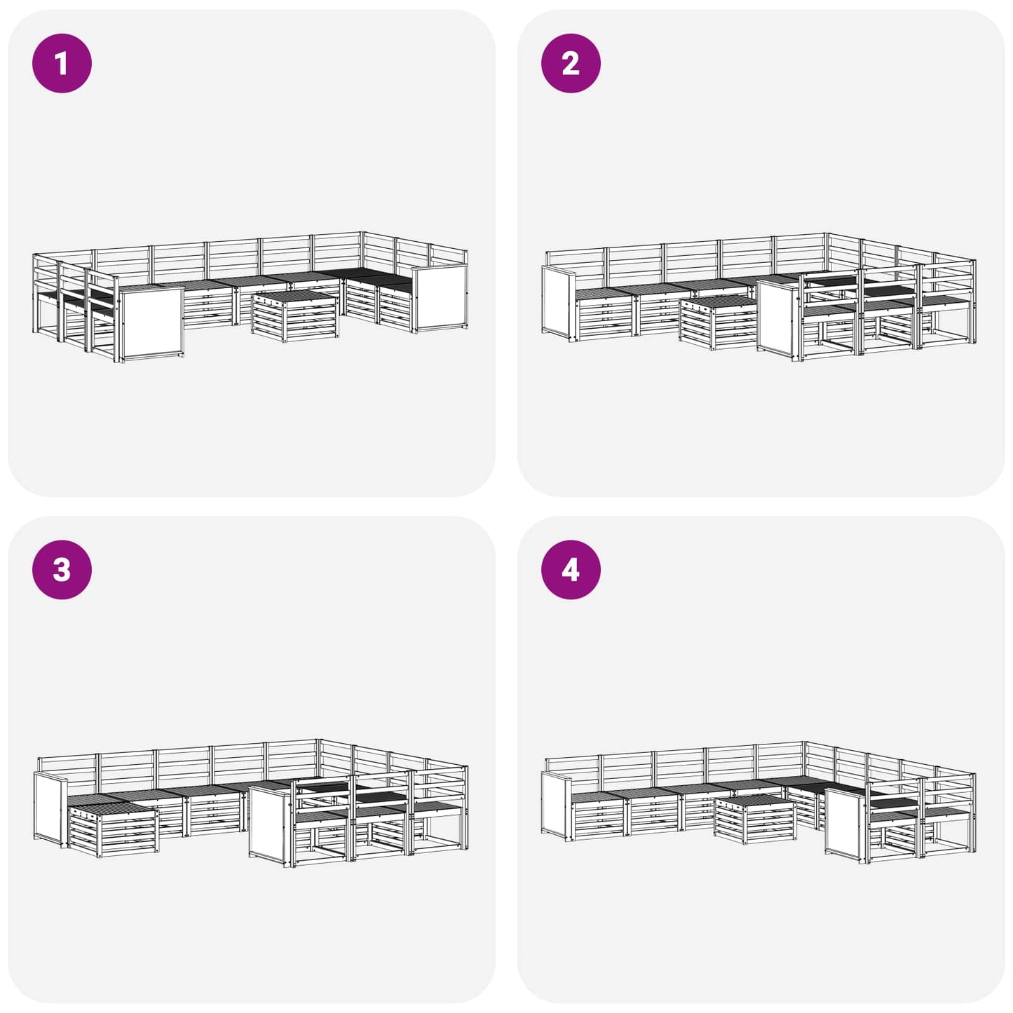 Utendørs sofa-sett 8 pcs Naturlig Solid akasietre