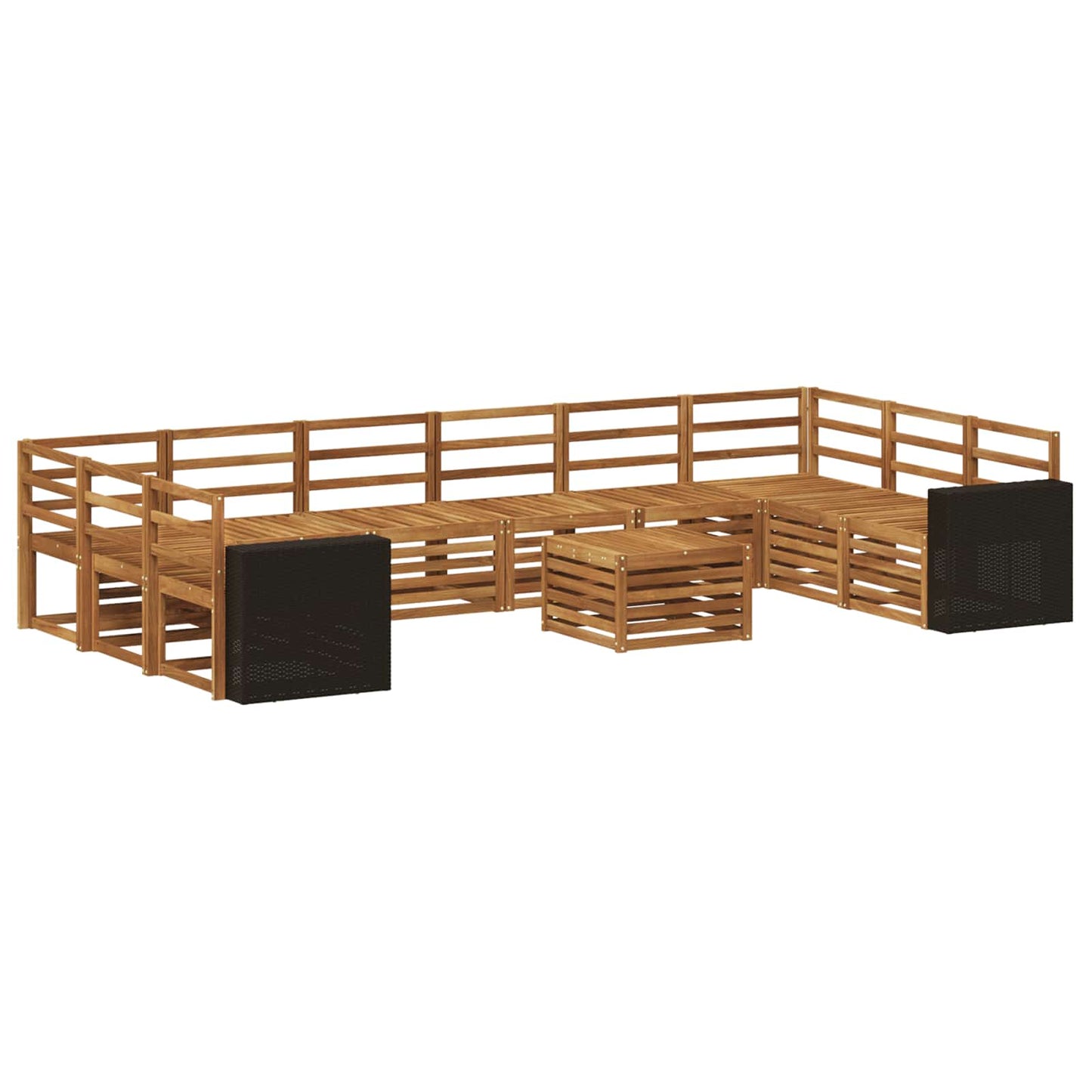 Utendørs sofa-sett 11 pcs Naturlig Solid akasietre