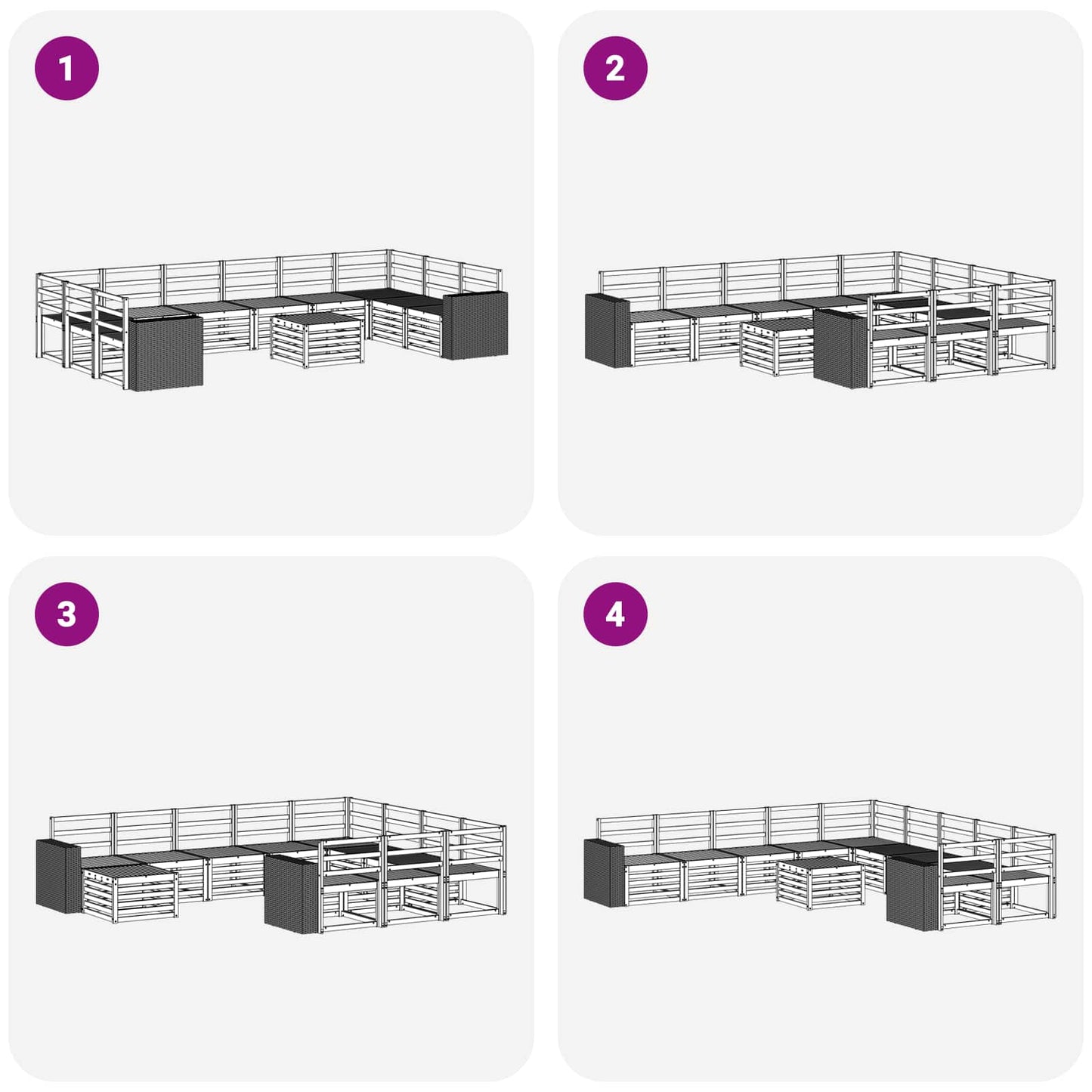 Utendørs sofa-sett 11 pcs Naturlig Solid akasietre