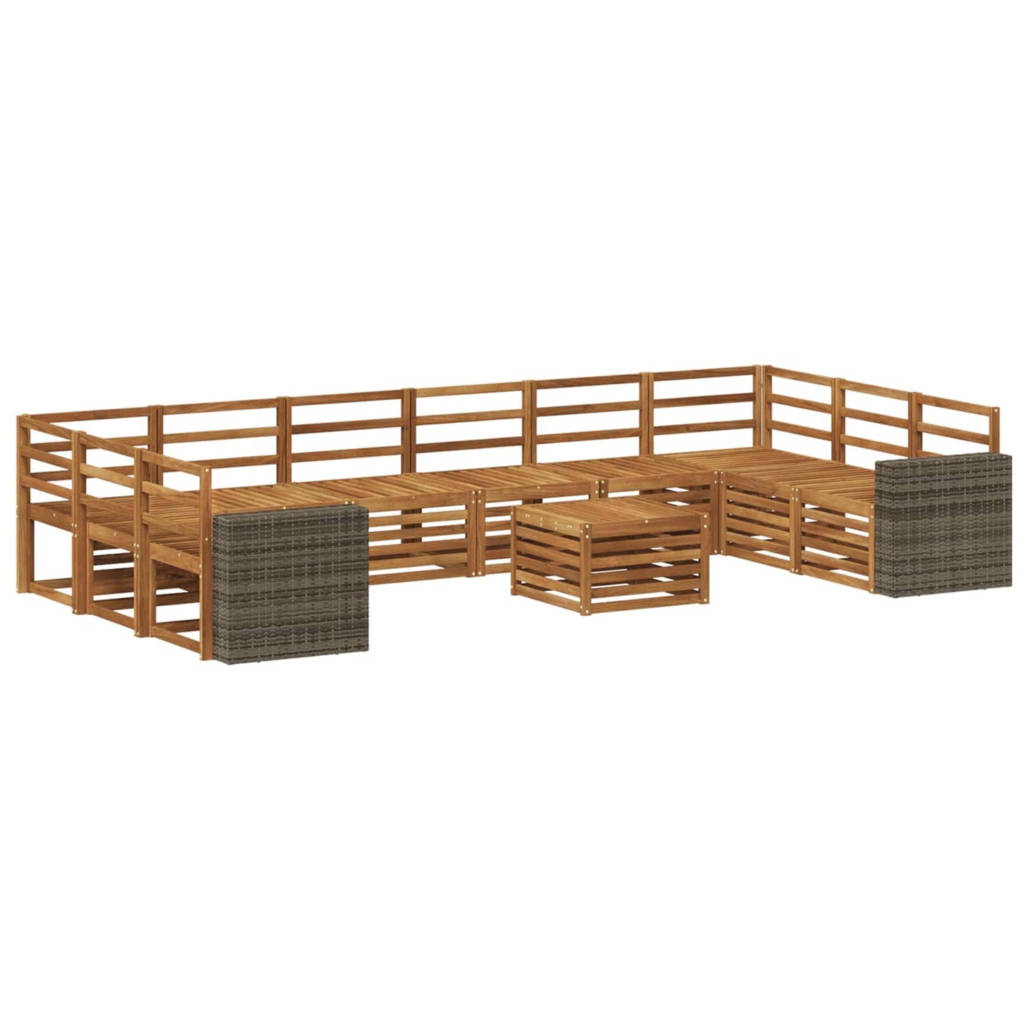 Utendørs sofa-sett 11 pcs Naturlig Solid akasietre