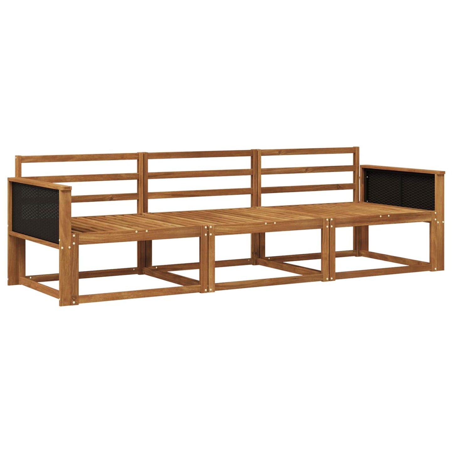 Utendørs sofa-sett 3 pcs Naturlig Solid akasietre