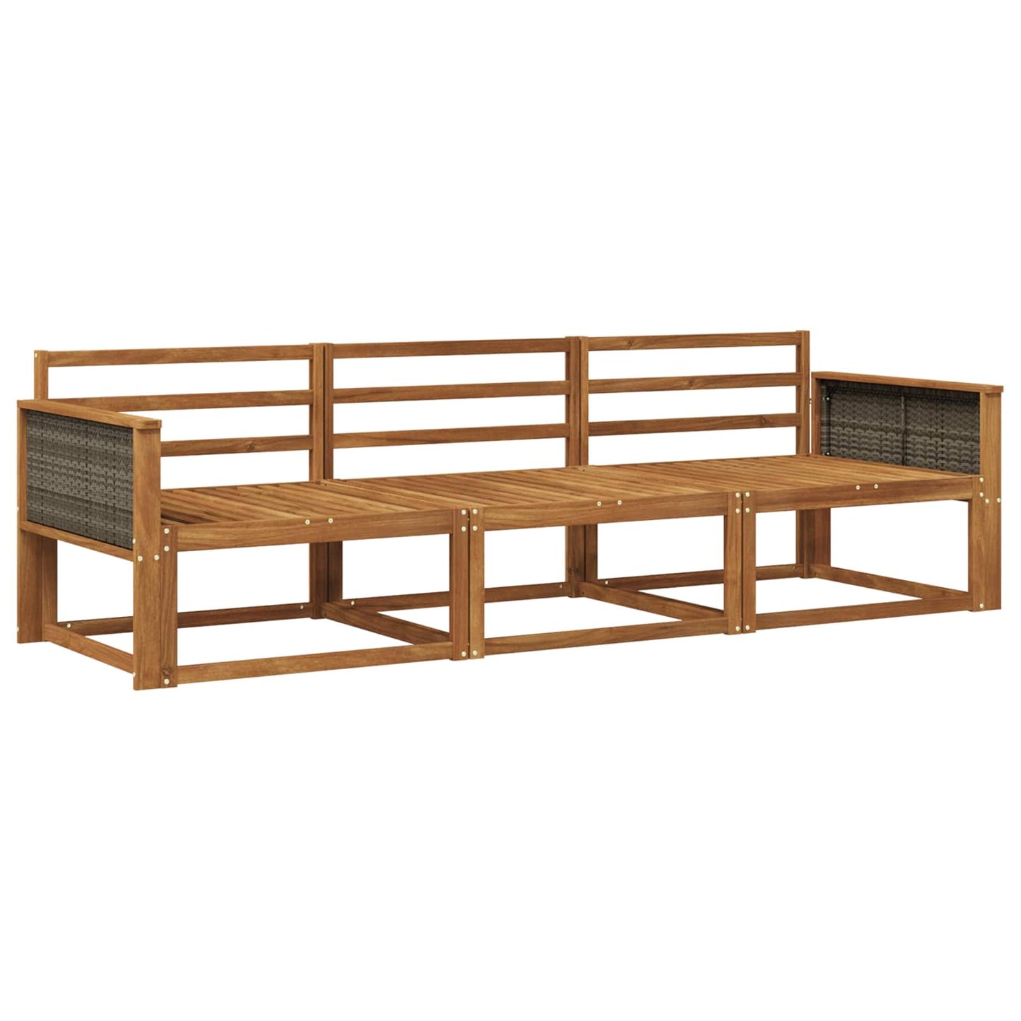 Utendørs sofa-sett 3 pcs Naturlig Solid akasietre