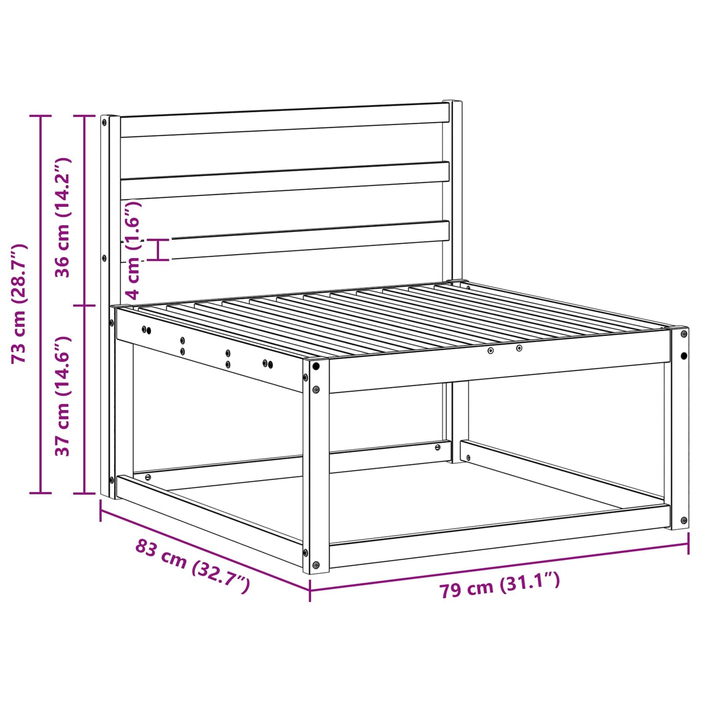 Utendørs sofa-sett 3 pcs Naturlig Solid akasietre