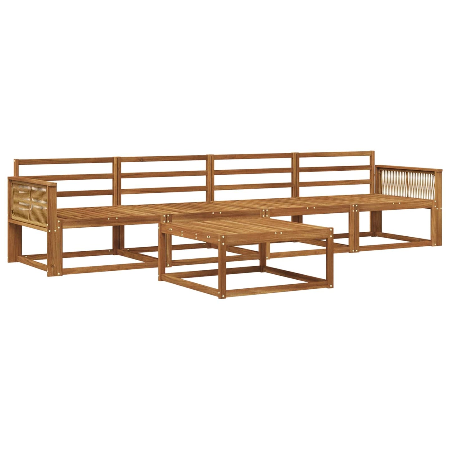 Utendørs sofa-sett 5 pcs Naturlig Solid akasietre