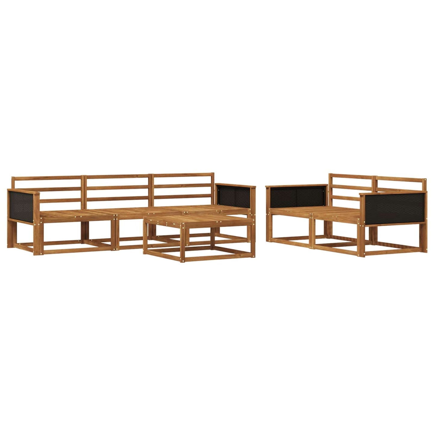 Utendørs sofa-sett 6 pcs Naturlig Solid akasietre