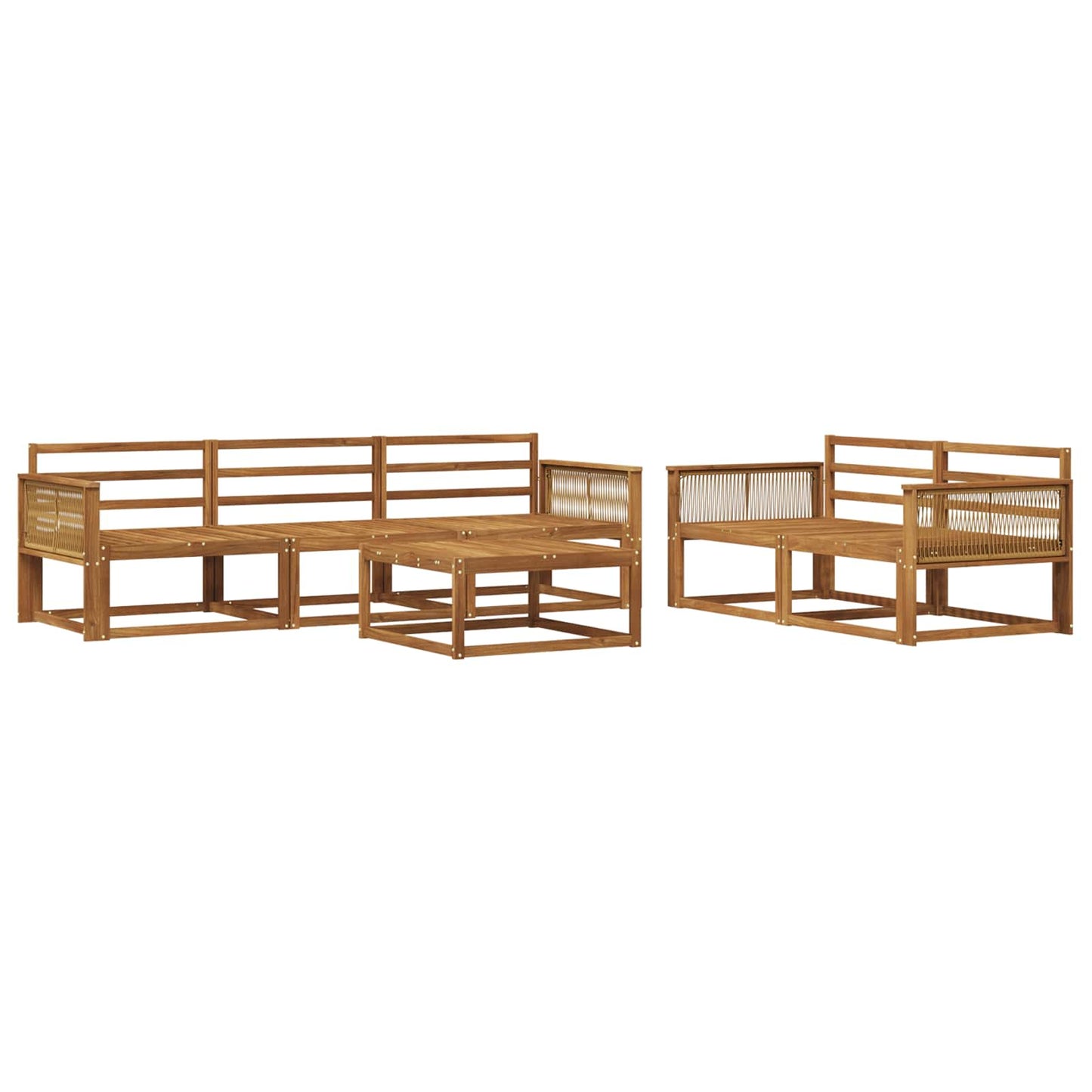 Utendørs sofa-sett 6 pcs Naturlig Solid akasietre
