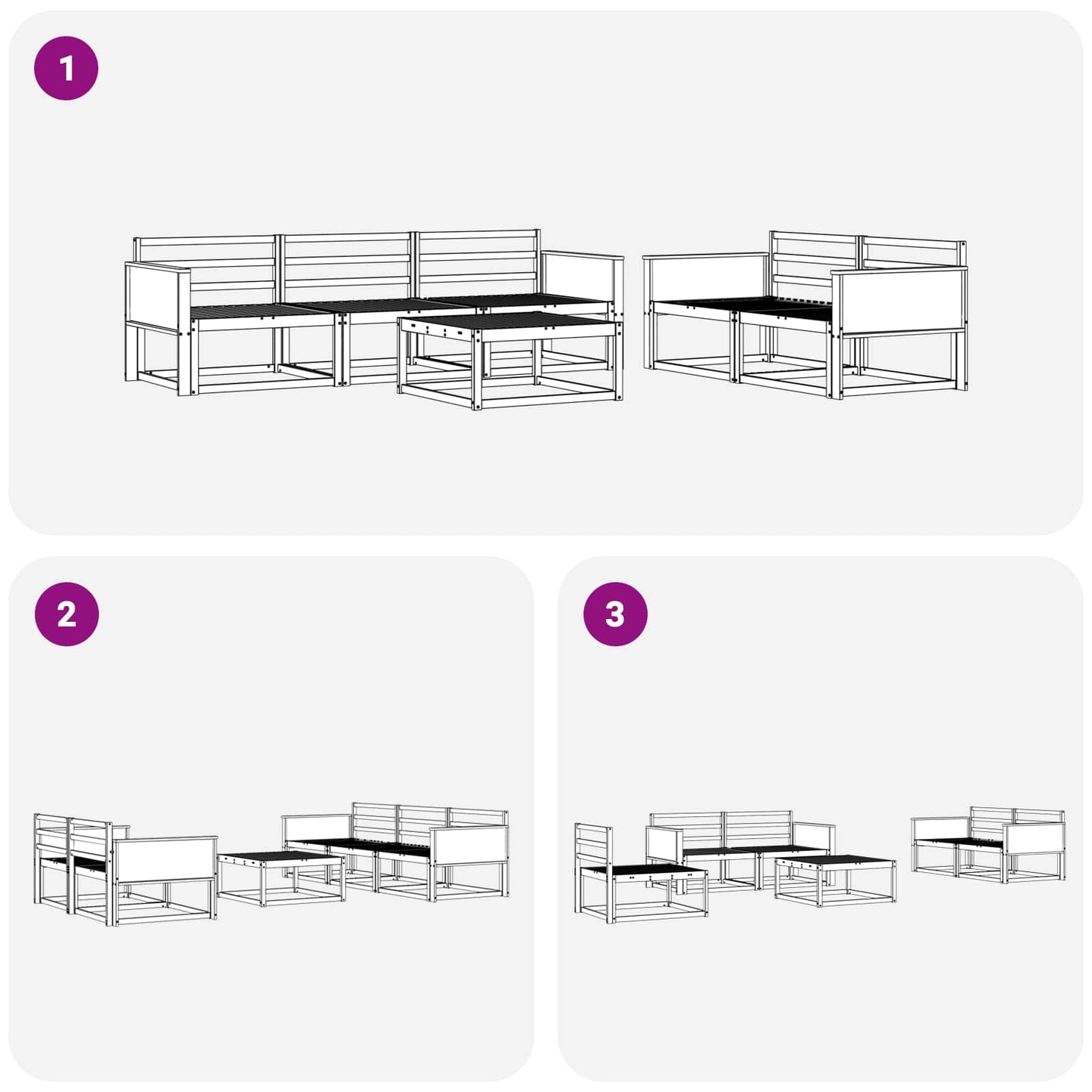 Utendørs sofa-sett 6 pcs Naturlig Solid akasietre
