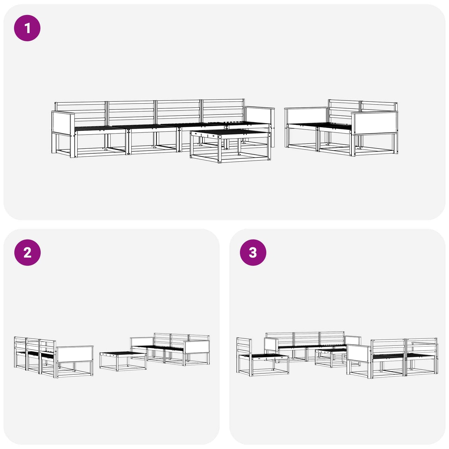 Utendørs sofa-sett 7 pcs Naturlig Solid akasietre