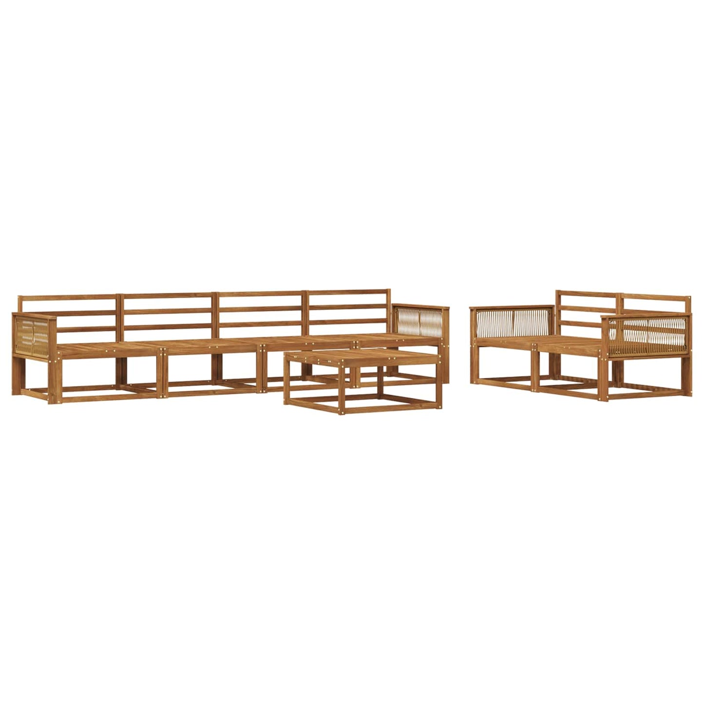 Utendørs sofa-sett 7 pcs Naturlig Solid akasietre
