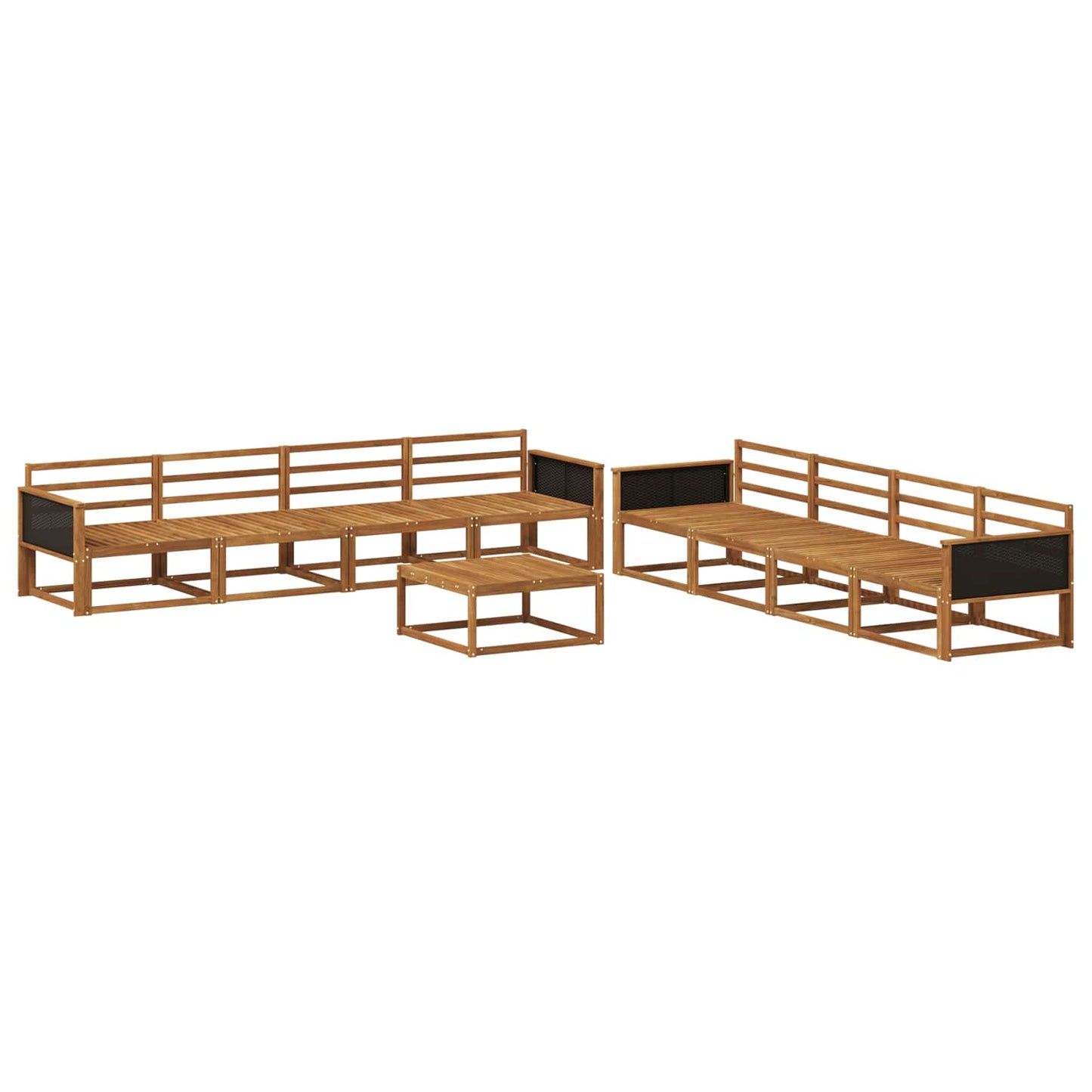 Utendørs sofa-sett 9 pcs Naturlig Solid akasietre