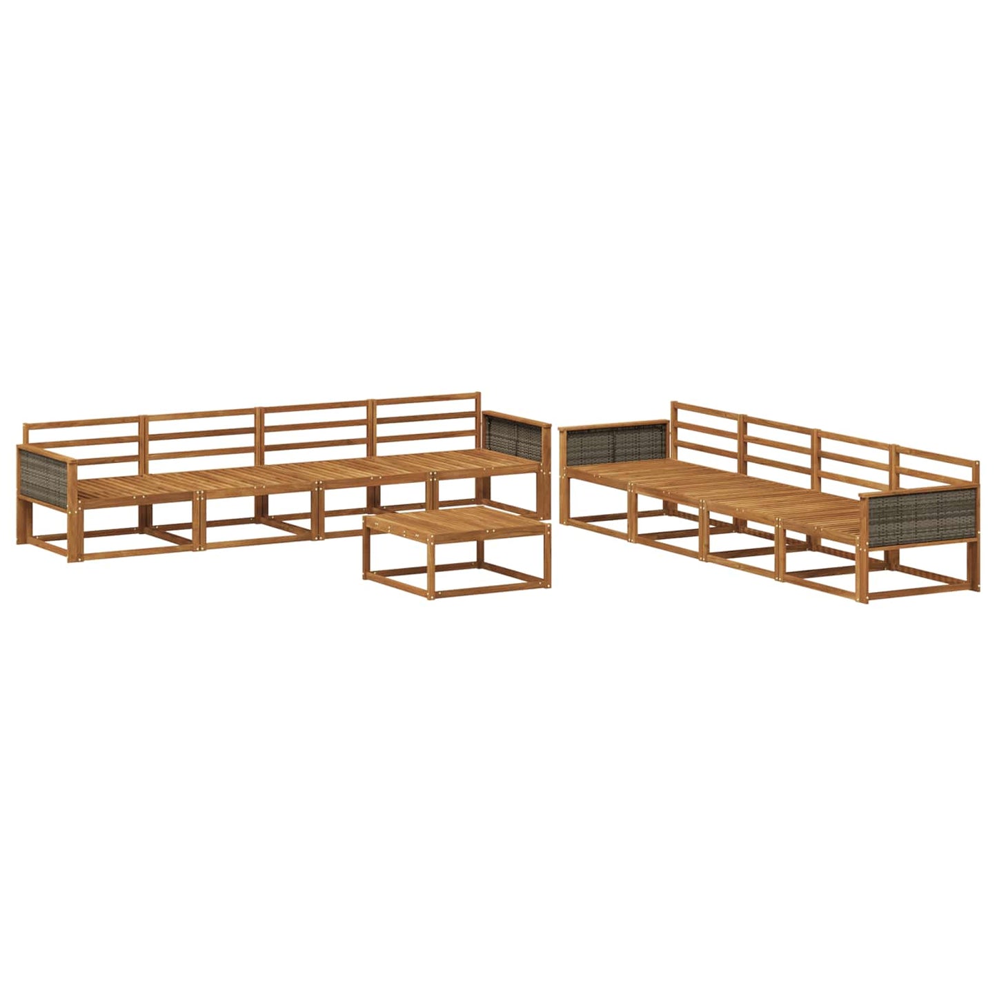 Utendørs sofa-sett 9 pcs Naturlig Solid akasietre