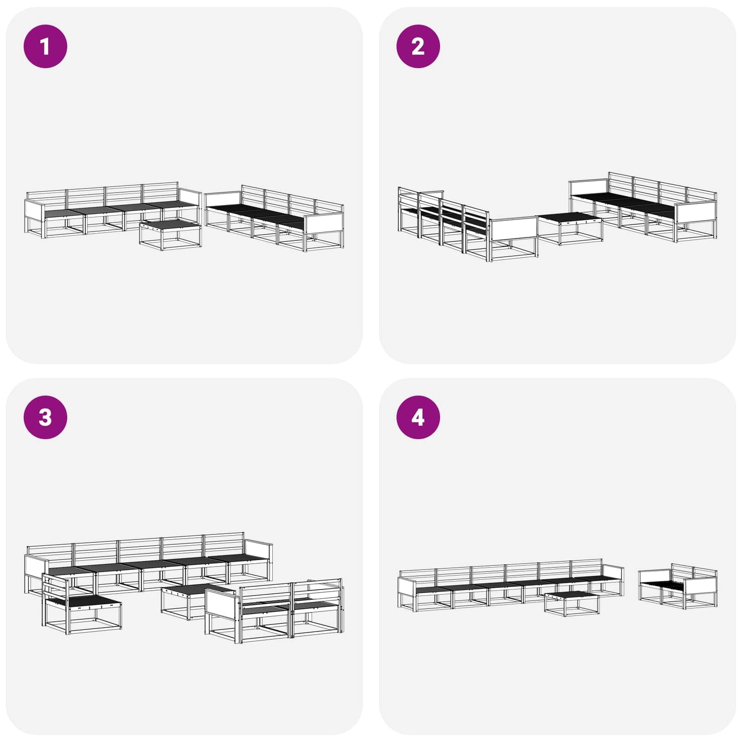 Utendørs sofa-sett 9 pcs Naturlig Solid akasietre