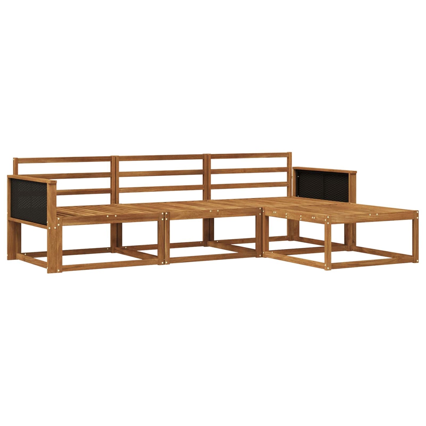 Utendørs sofa-sett 4 pcs Naturlig Solid akasietre