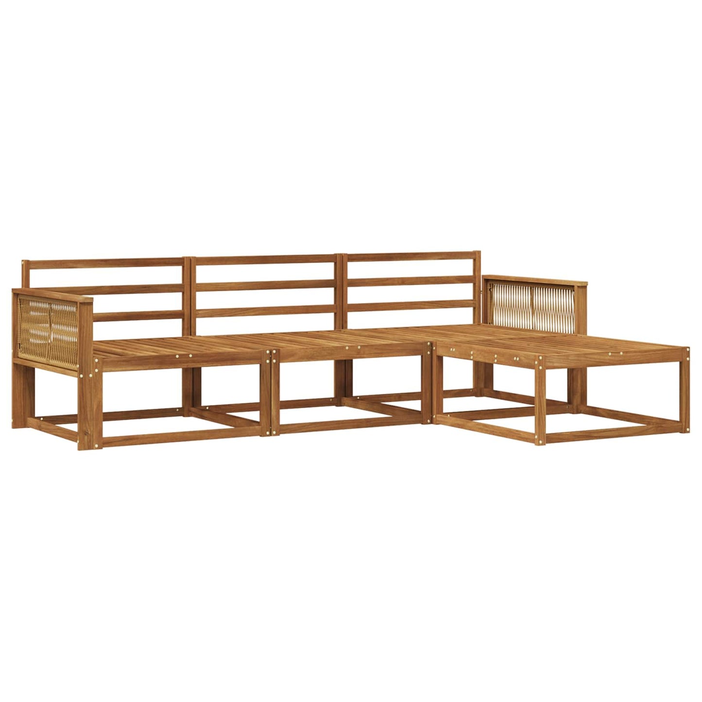 Utendørs sofa-sett 4 pcs Naturlig Solid akasietre