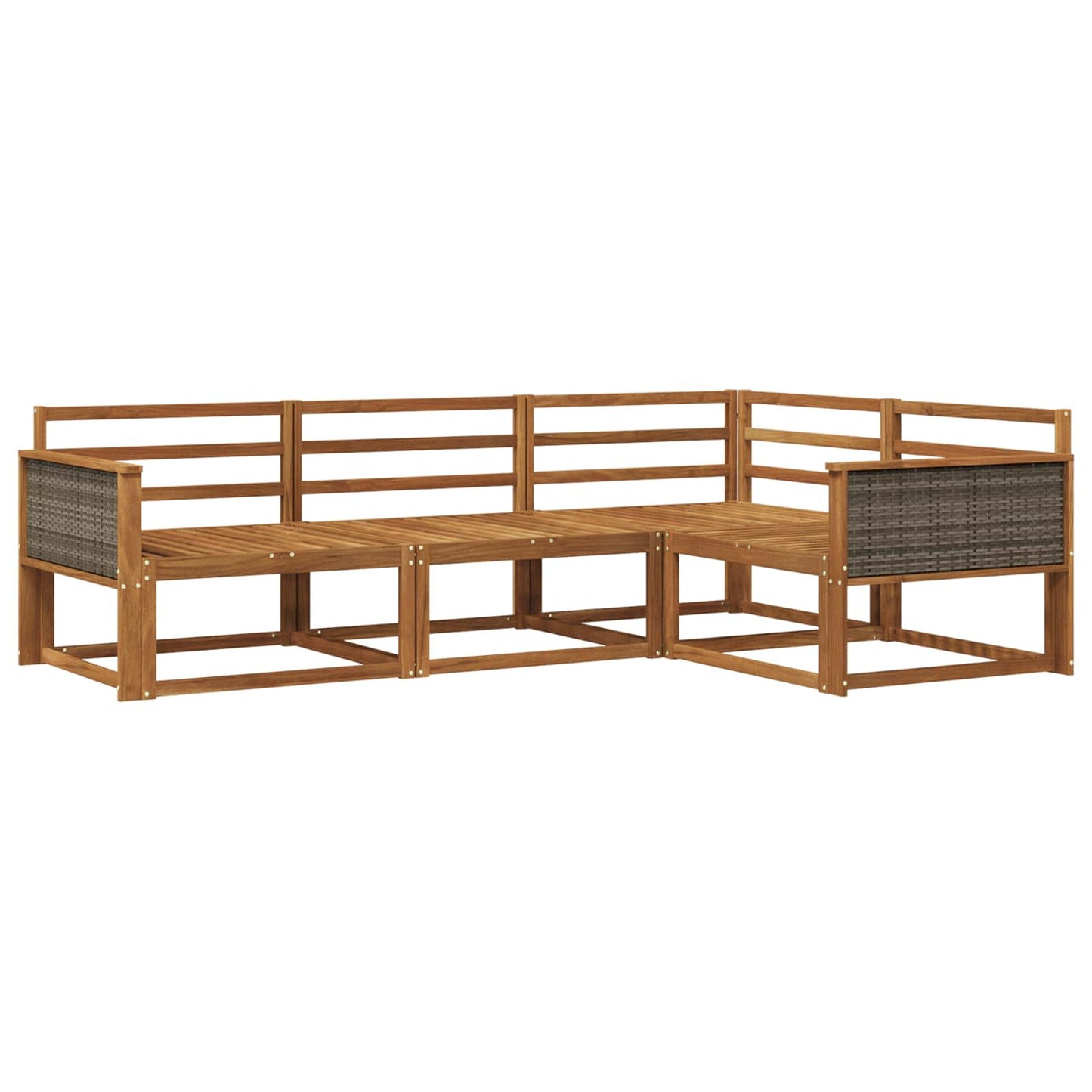 Utendørs sofa-sett 4 pcs Naturlig Solid akasietre