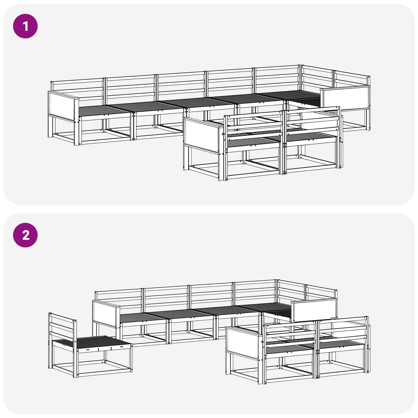 Utendørs sofa-sett 8 pcs Naturlig Solid akasietre