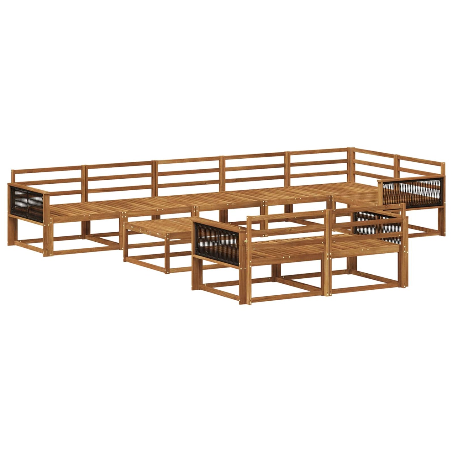 Utendørs sofa-sett 9 pcs Naturlig Solid akasietre