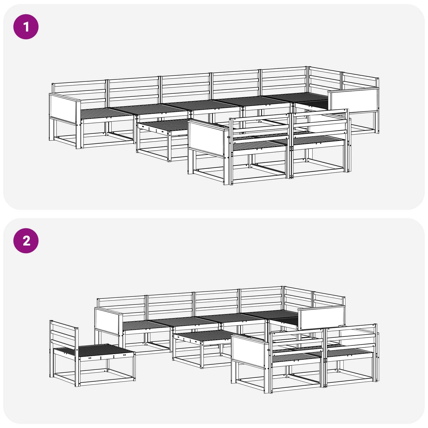 Utendørs sofa-sett 9 pcs Naturlig Solid akasietre