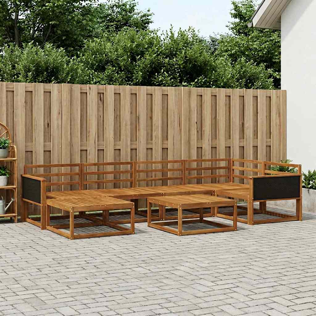Utendørs sofa-sett 7 pcs Naturlig Solid akasietre