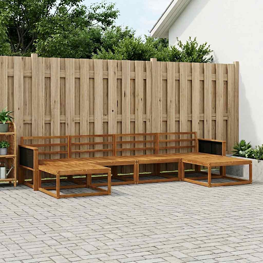 Utendørs sofa-sett 6 pcs Naturlig Solid akasietre