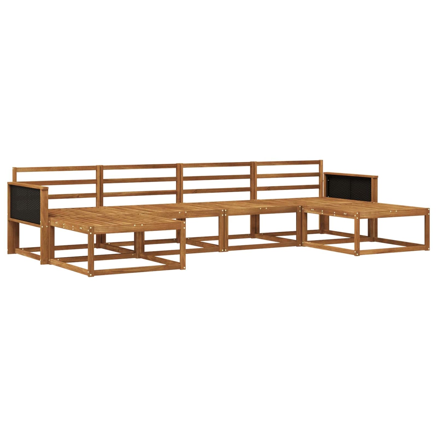 Utendørs sofa-sett 6 pcs Naturlig Solid akasietre