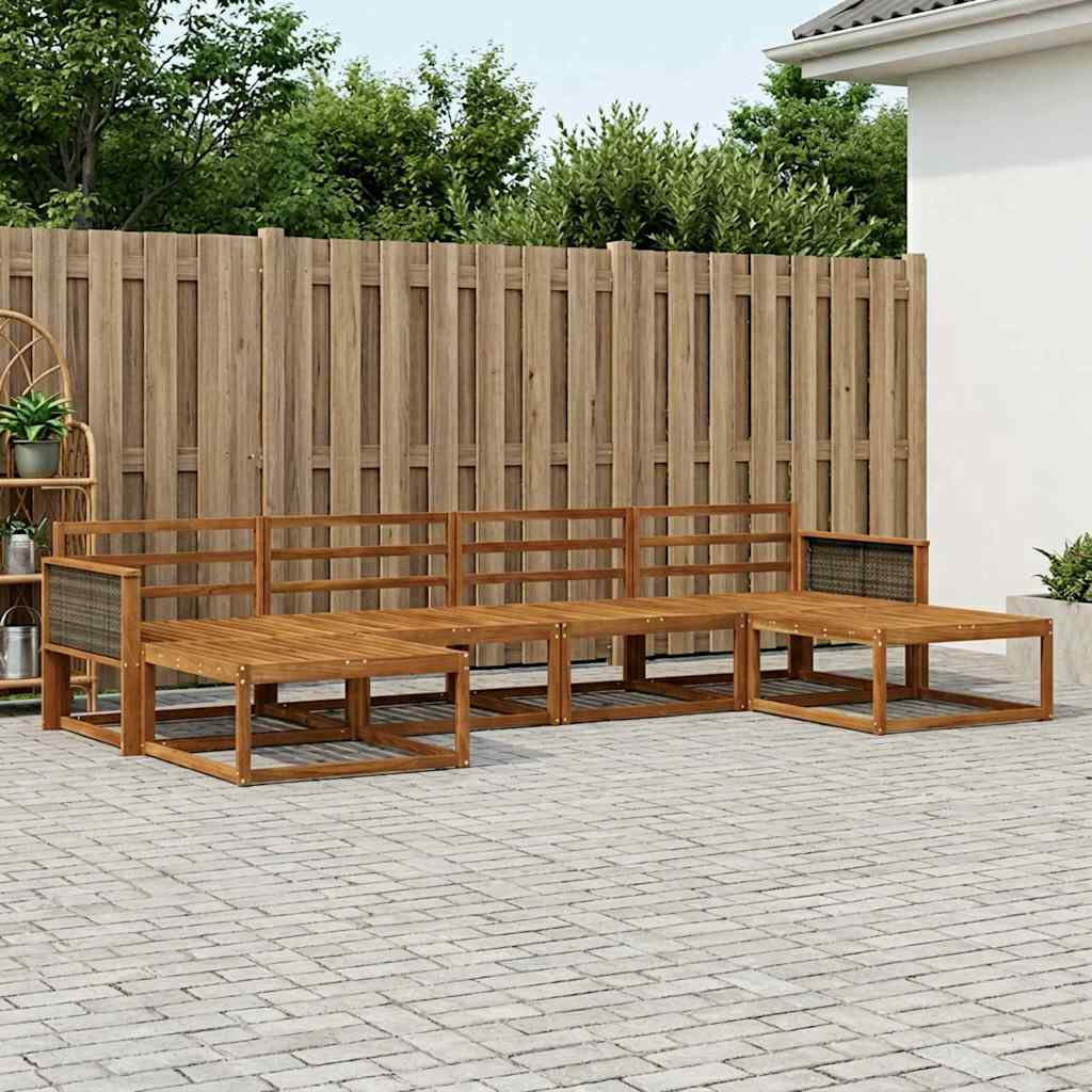 Utendørs sofa-sett 6 pcs Naturlig Solid akasietre