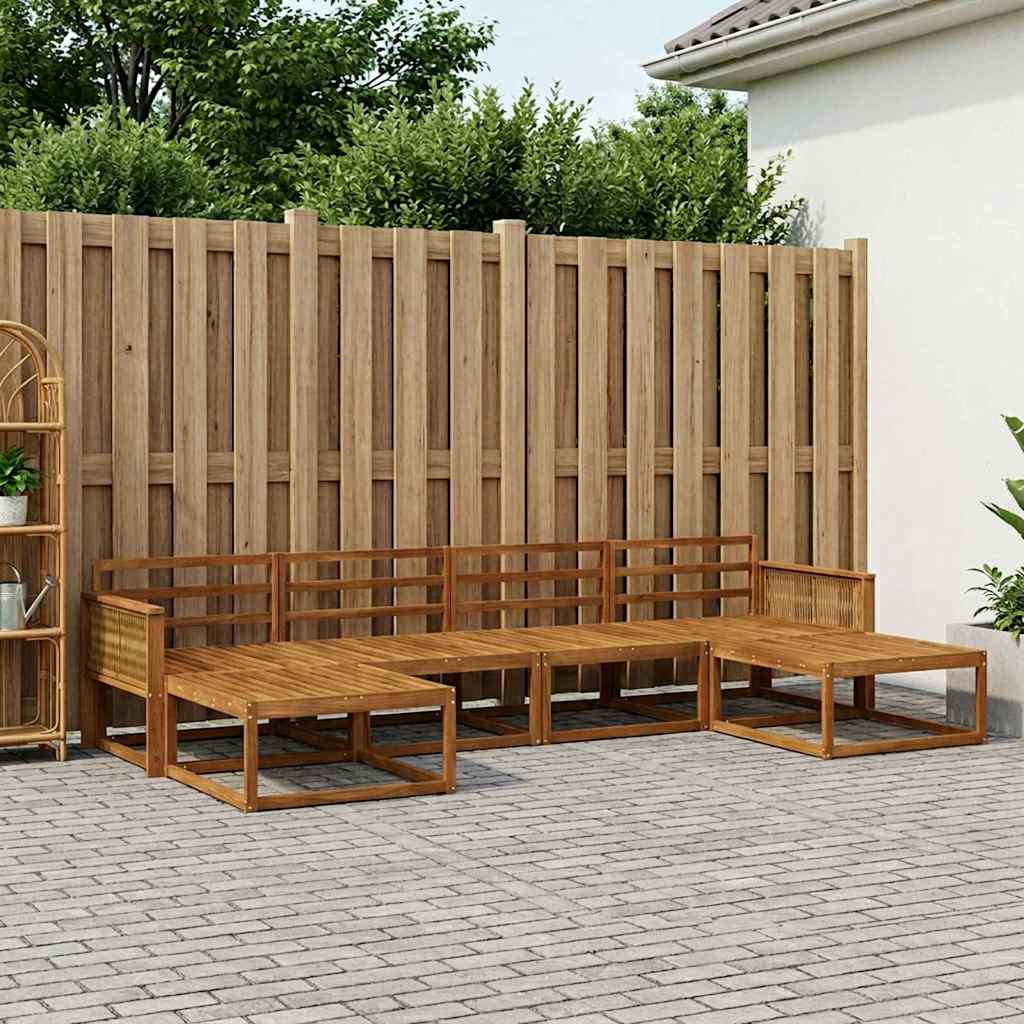 Utendørs sofa-sett 6 pcs Naturlig Solid akasietre